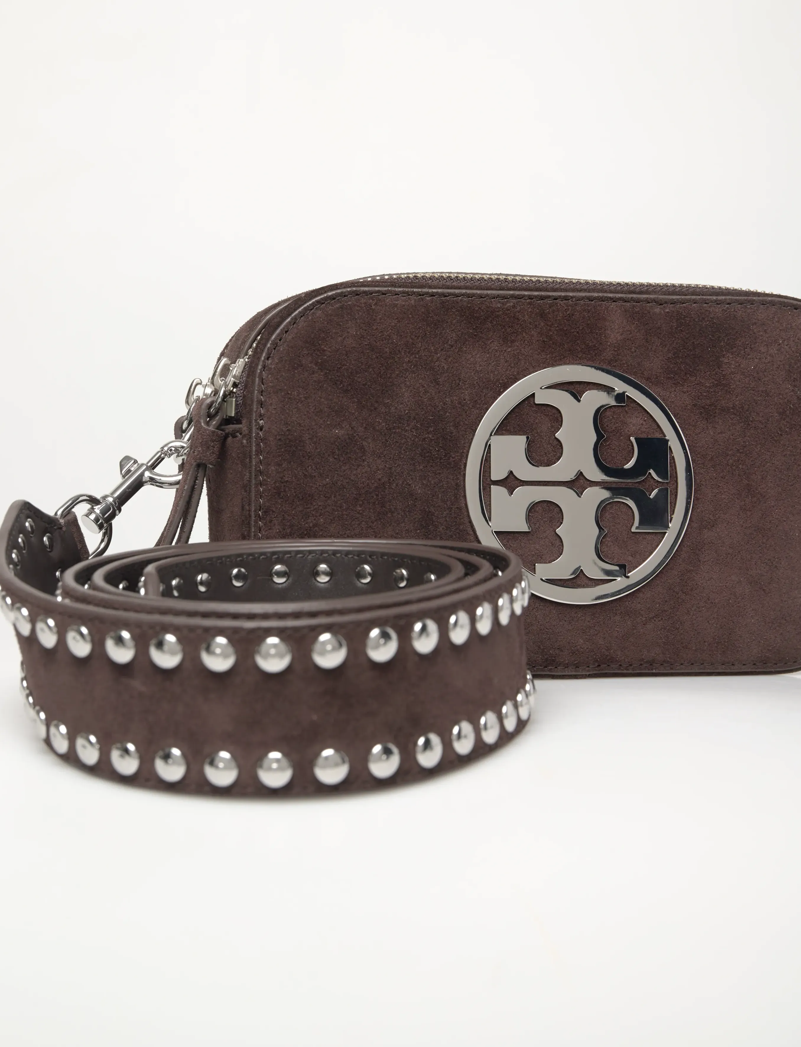 Tory Burch - Miller Suede Mini Crossbody Bag - crossbody kotid - shadow oak - 4