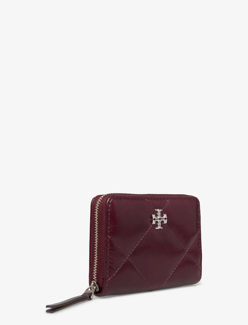 Tory Burch - Kira Diamond Quilt Distressed Small Zip Around Wallet - käekotid - dark carmine - 2