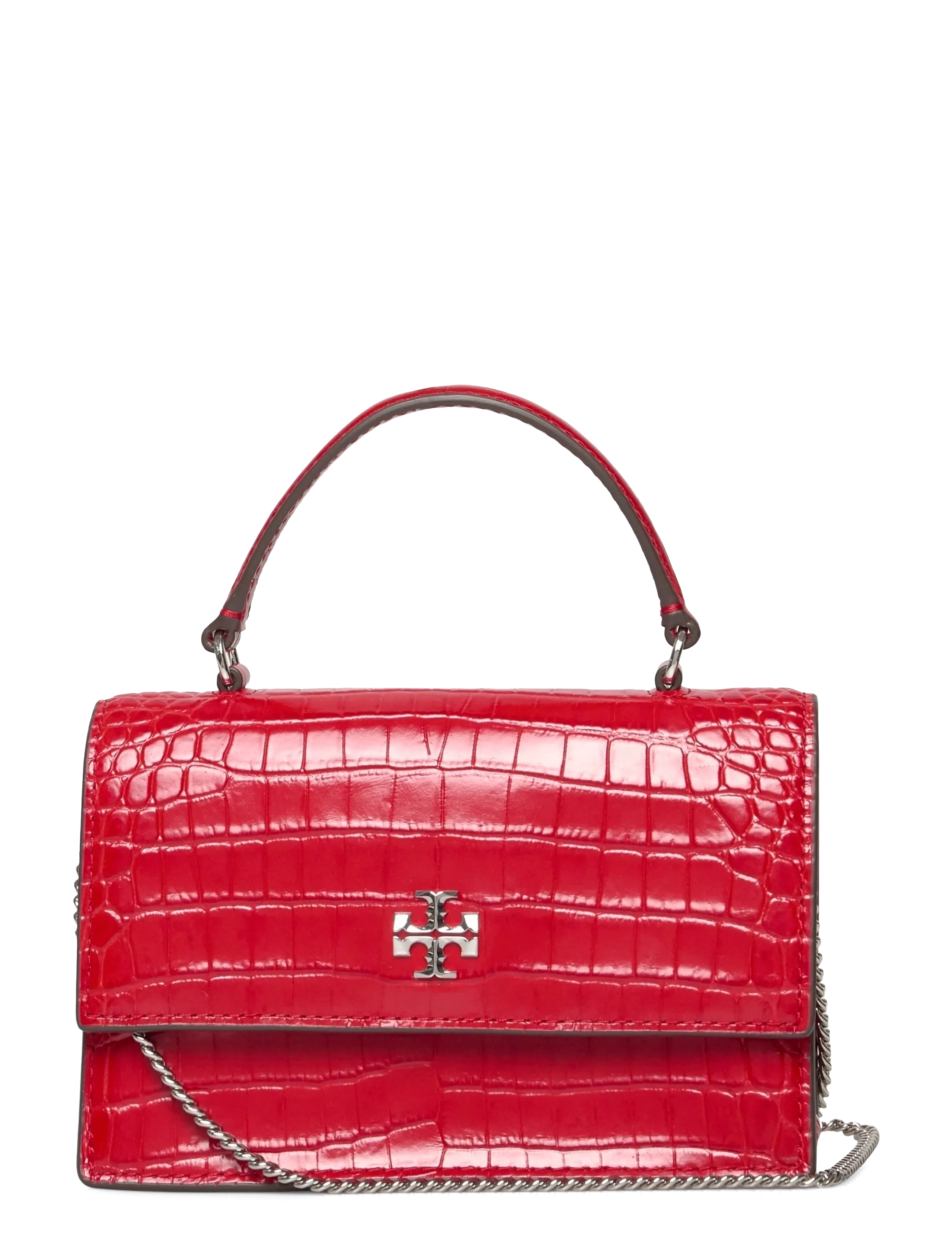 Tory Burch Kira Croc Mini Top Handle Chain Wallet - Väskor - RED SKY / red