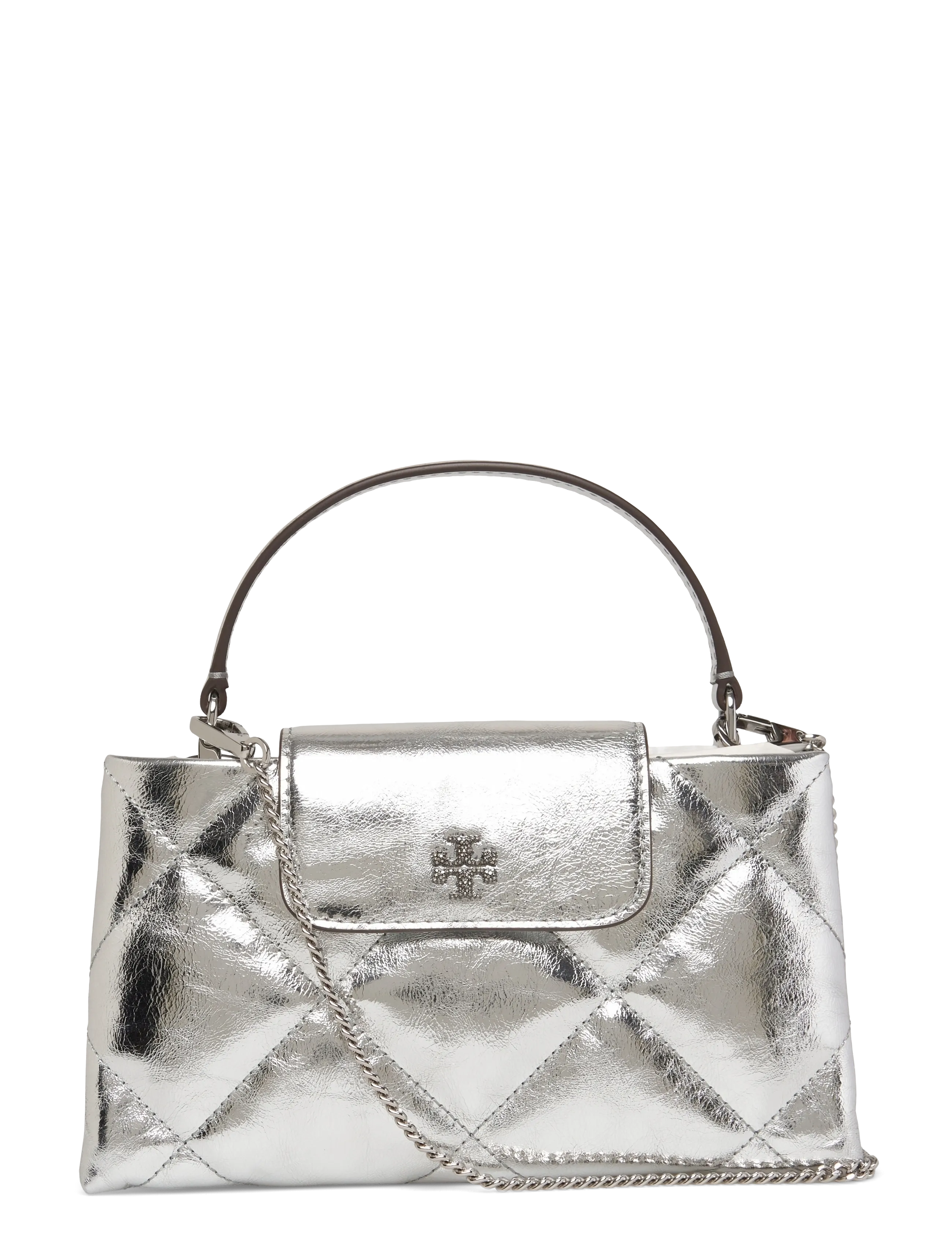 TORY BURCH Kira Diamond Quilt Metallic East-West Oberteil Handle Silber - One Size - Damen