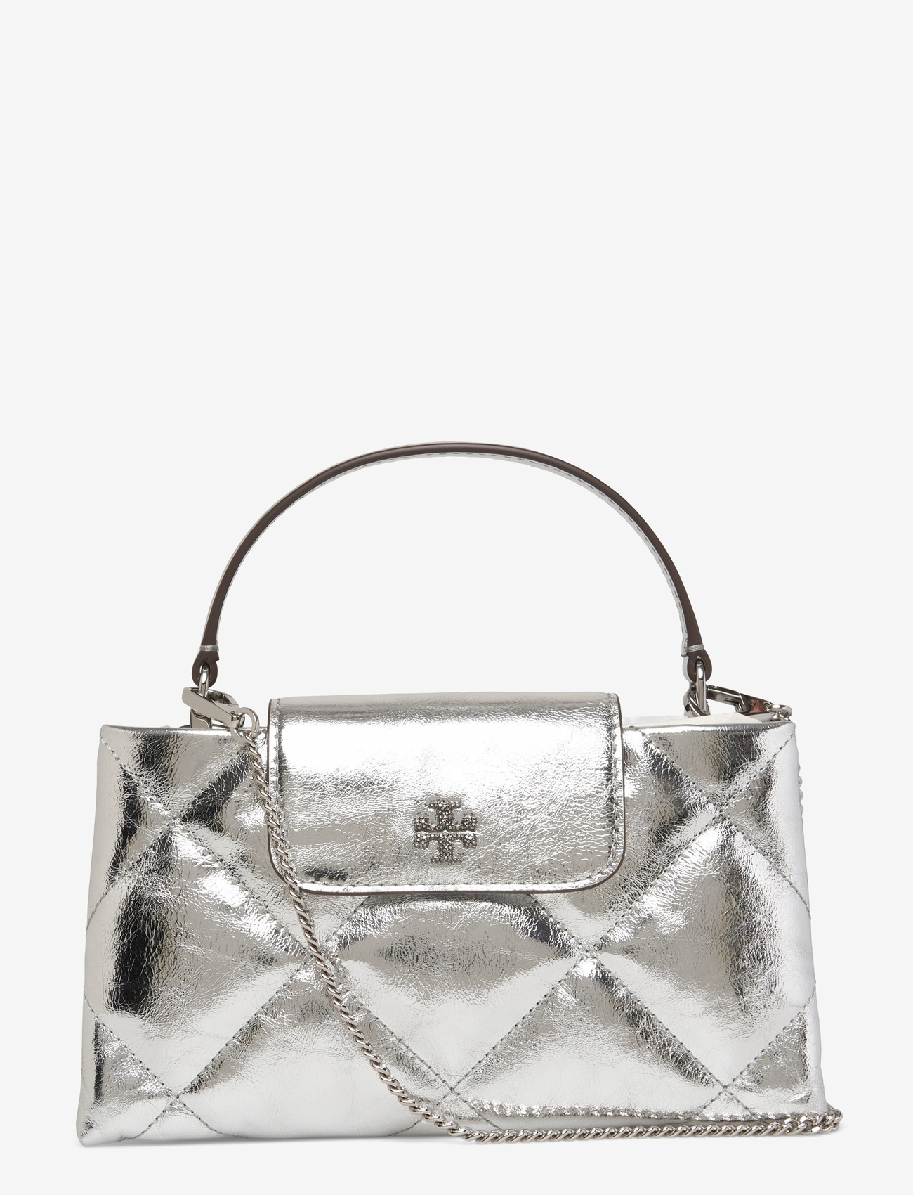 Tory Burch - Kira Diamond Quilt Metallic East-West Top Handle - speciella tillfällen - silver - 0