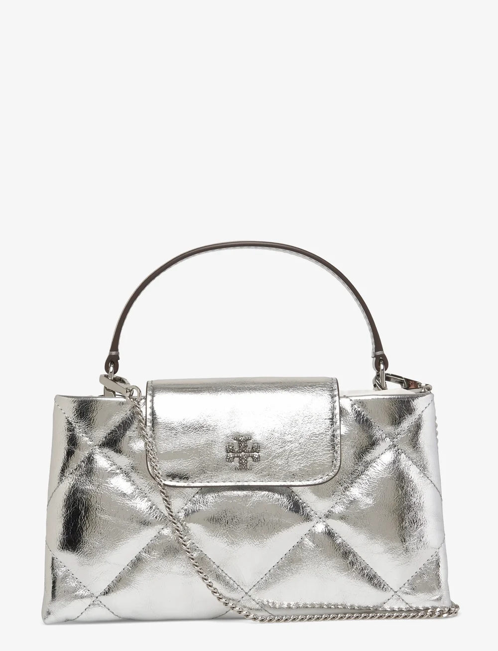 Tory Burch - Kira Diamond Quilt Metallic East-West Top Handle - særlige begivenheder - silver - 0