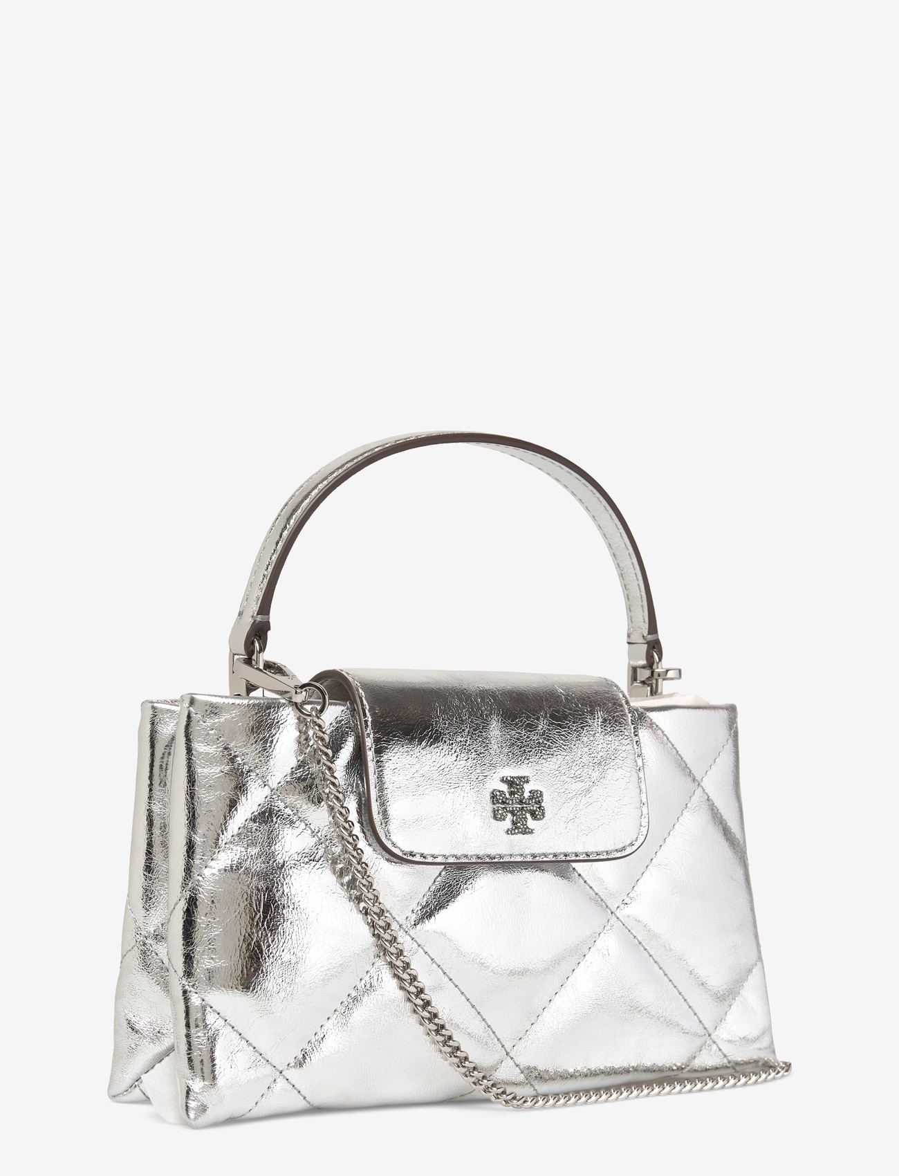 Tory Burch - Kira Diamond Quilt Metallic East-West Top Handle - speciella tillfällen - silver - 2