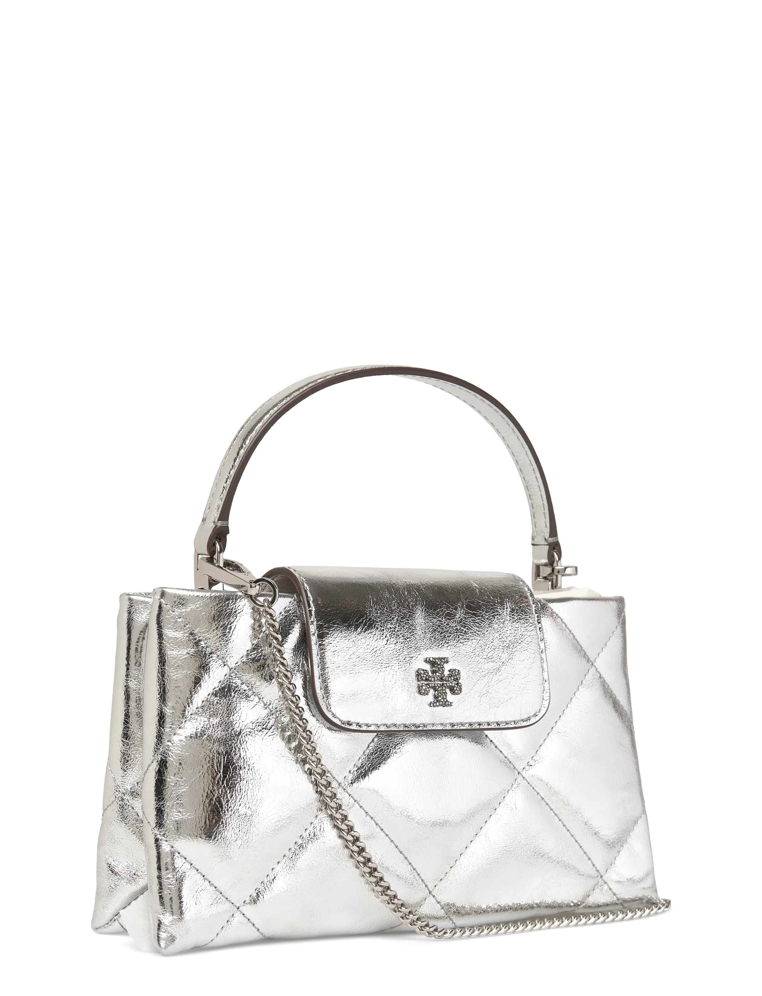 Tory Burch - Kira Diamond Quilt Metallic East-West Top Handle - top handle tasker - silver - 2