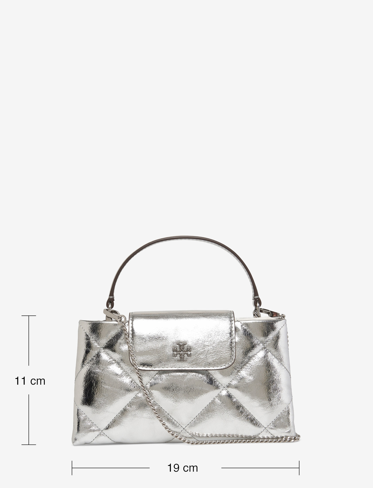 Tory Burch - Kira Diamond Quilt Metallic East-West Top Handle - speciella tillfällen - silver - 3