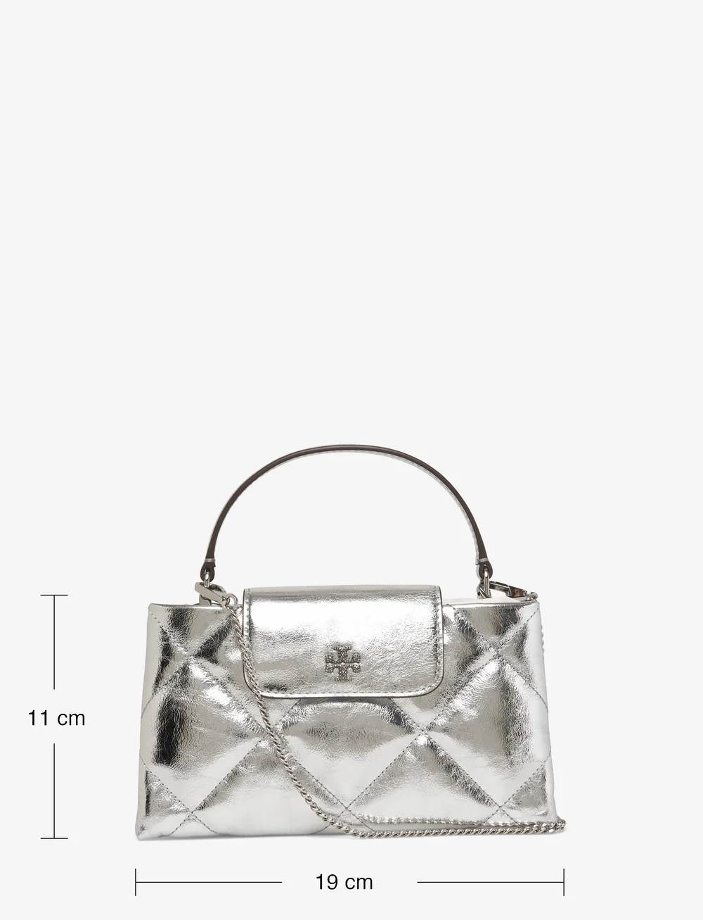 Tory Burch - Kira Diamond Quilt Metallic East-West Top Handle - særlige begivenheder - silver - 3