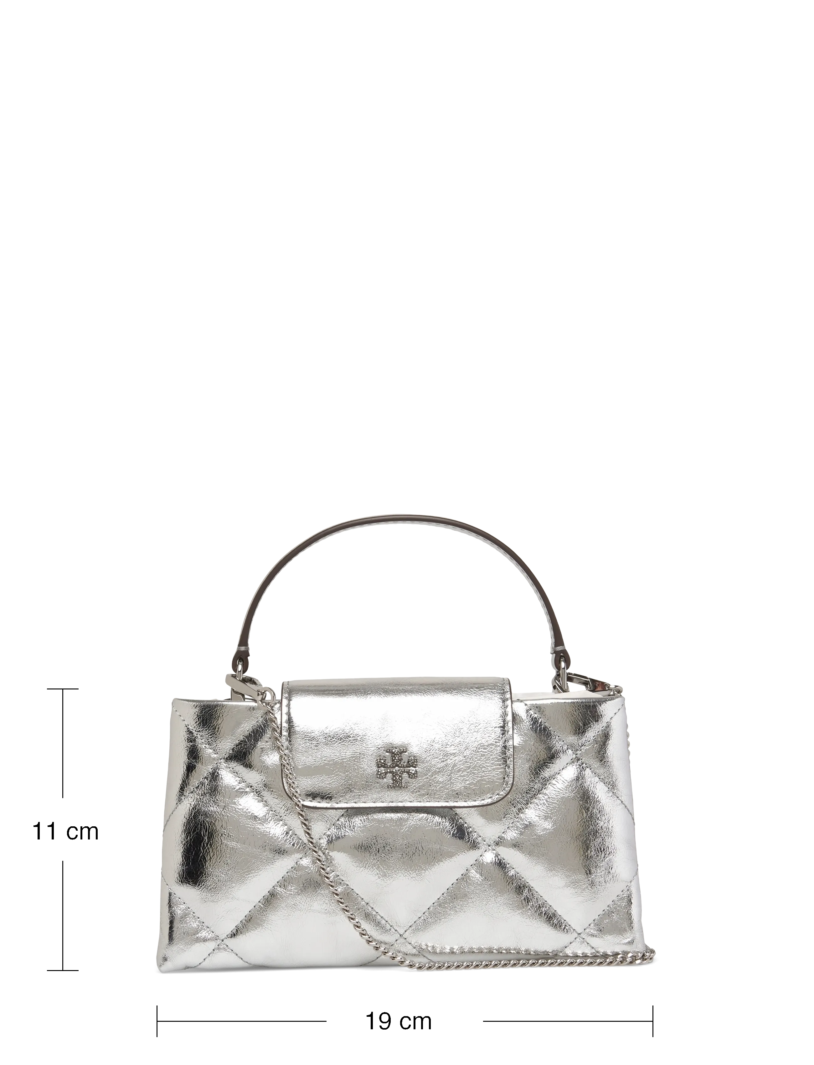 Tory Burch - Kira Diamond Quilt Metallic East-West Top Handle - top handle tasker - silver - 3