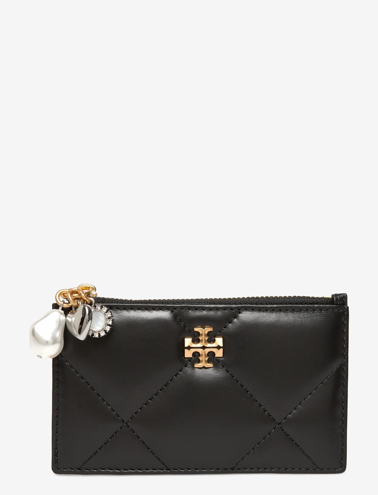 Tory Burch - Kira Diamond Quilt Charm Zip Card Case - nøgleringe - black - 0