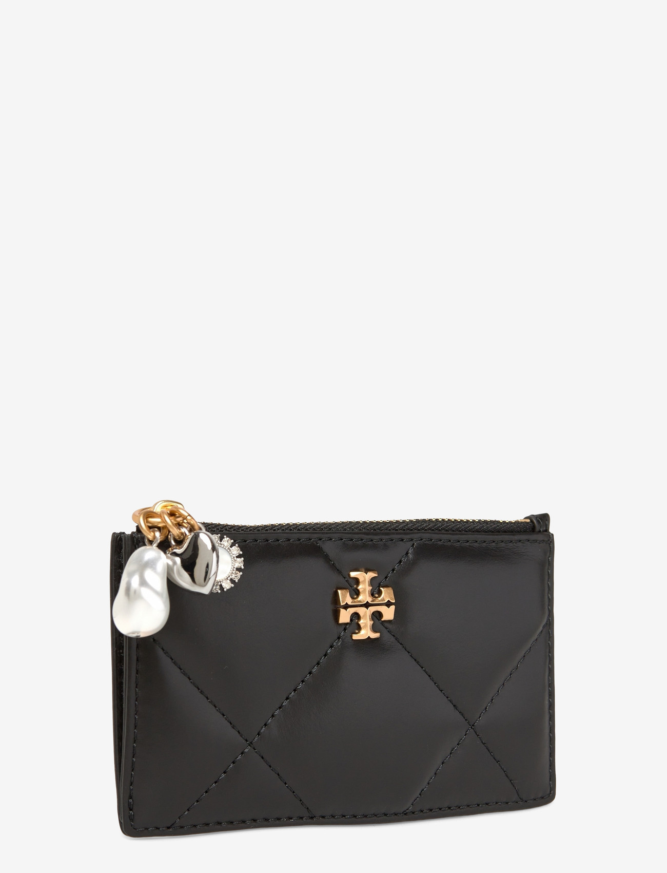 Tory Burch - Kira Diamond Quilt Charm Zip Card Case - nøgleringe - black - 2