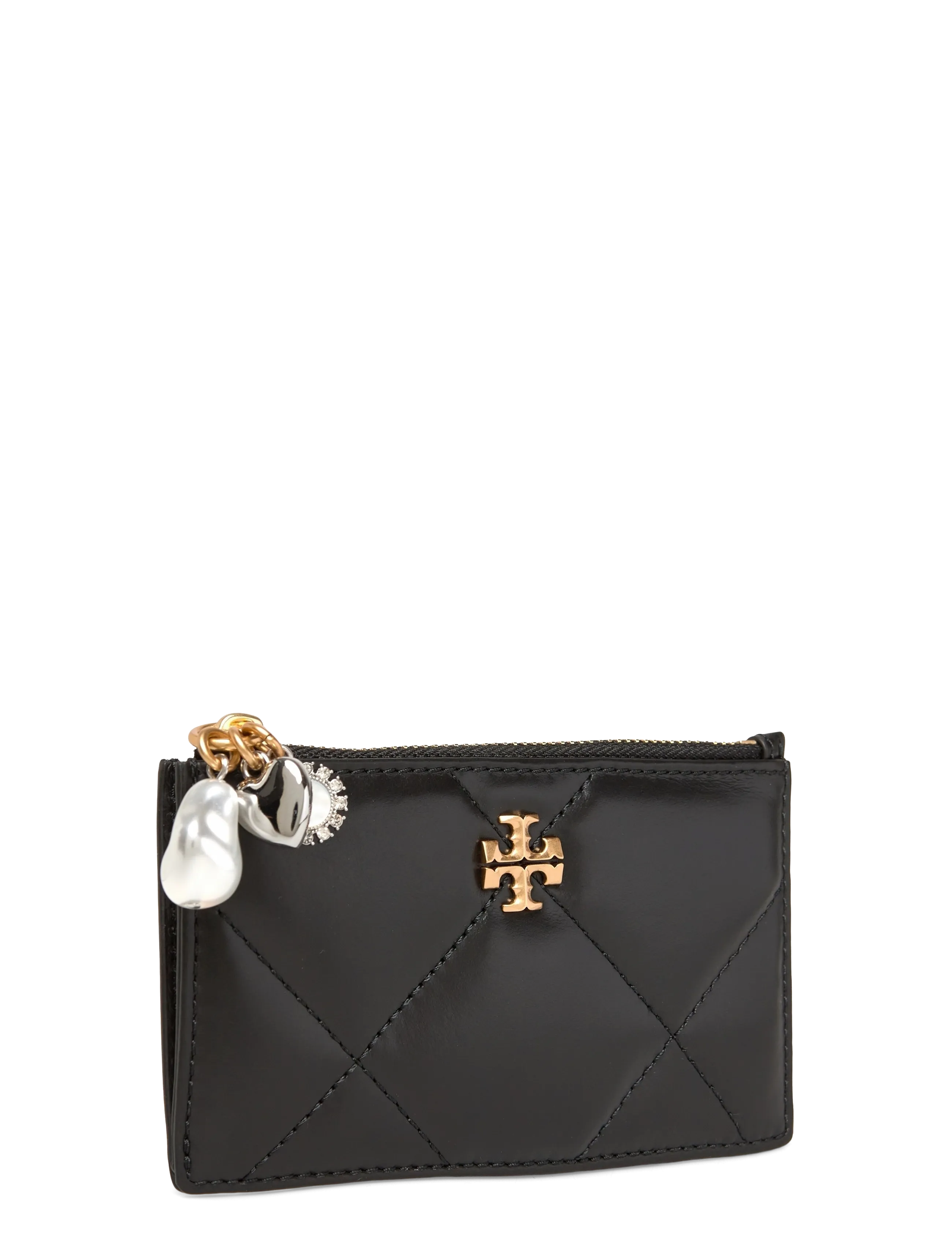 Tory Burch - Kira Diamond Quilt Charm Zip Card Case - nøgleringe - black - 2
