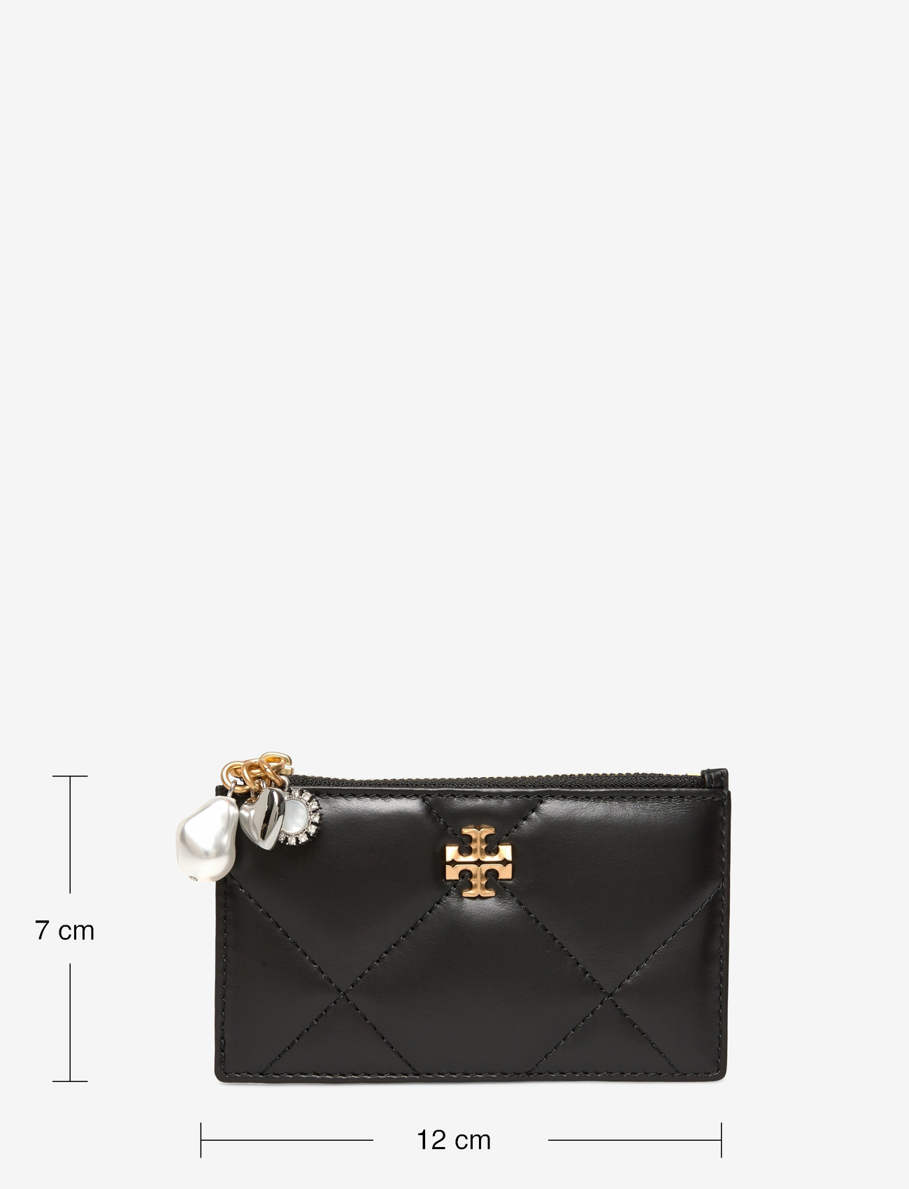 Tory Burch - Kira Diamond Quilt Charm Zip Card Case - nøgleringe - black - 3
