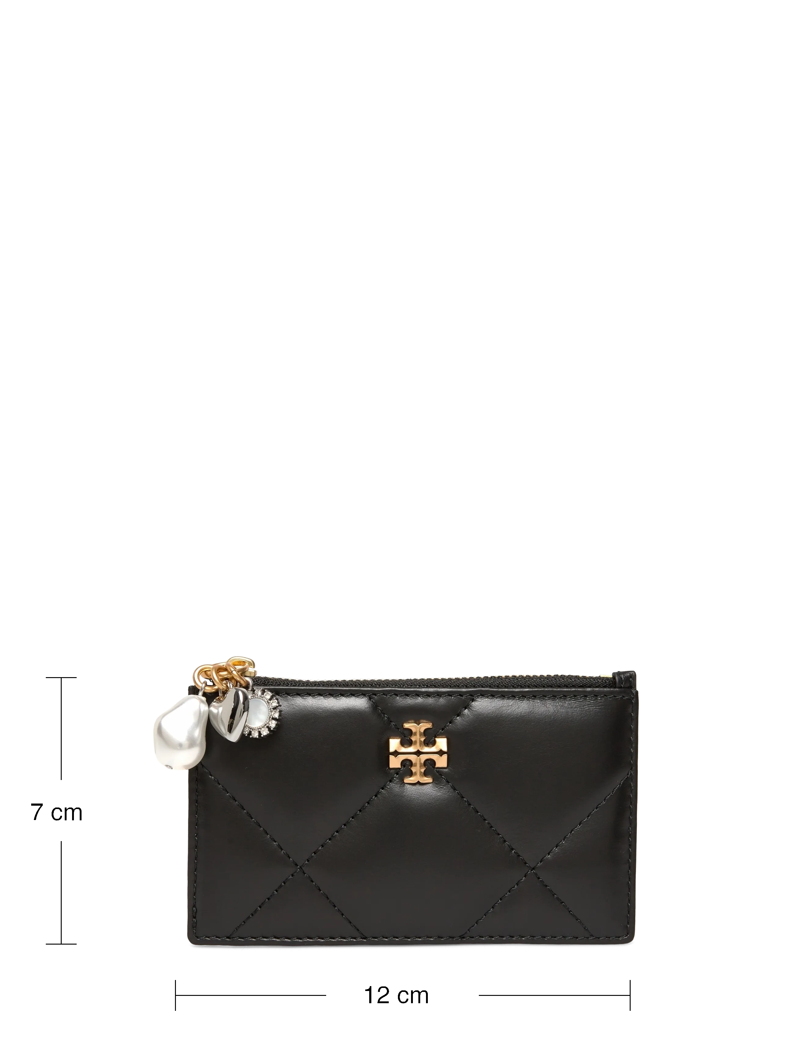 Tory Burch - Kira Diamond Quilt Charm Zip Card Case - nøgleringe - black - 3