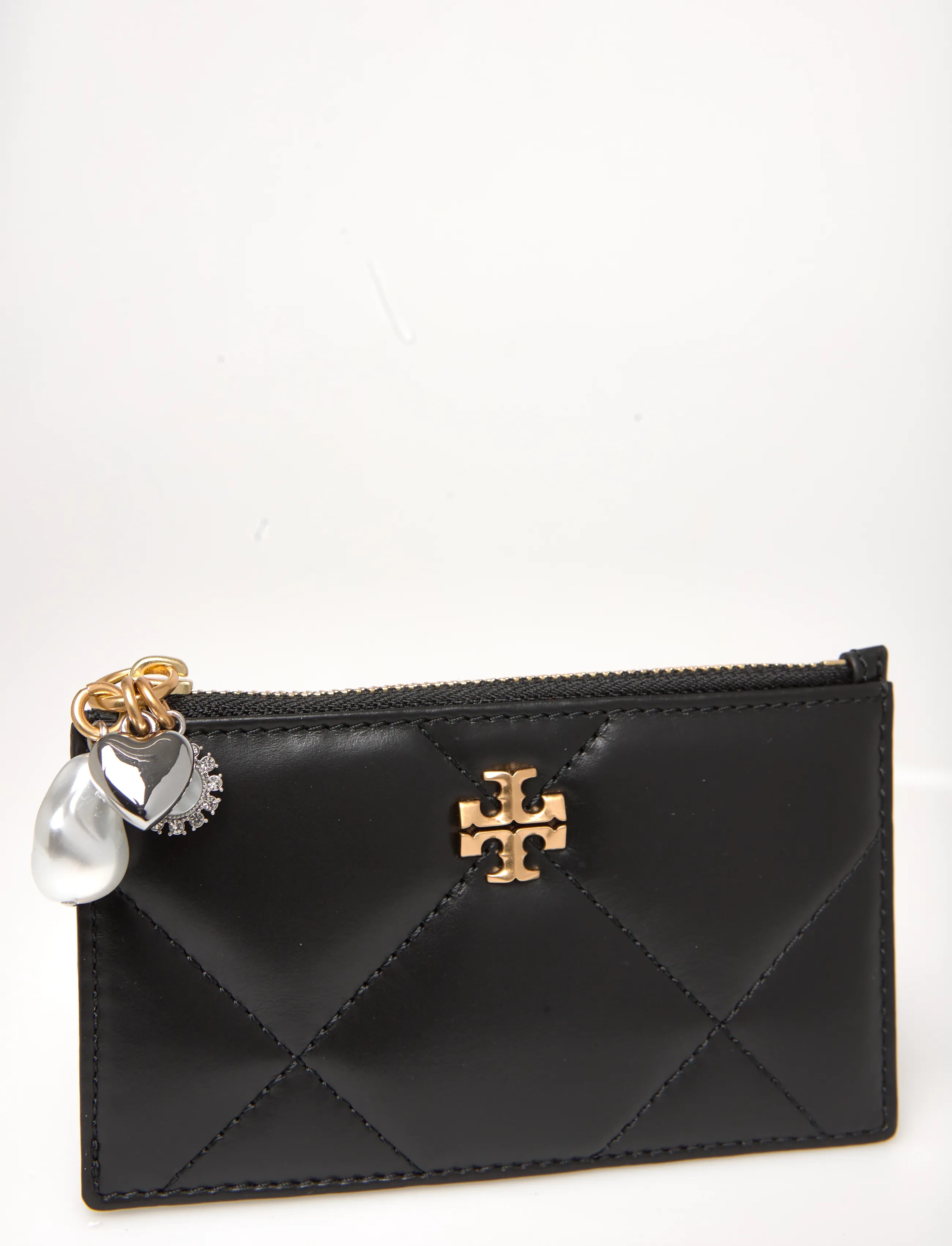 Tory Burch - Kira Diamond Quilt Charm Zip Card Case - nøgleringe - black - 4