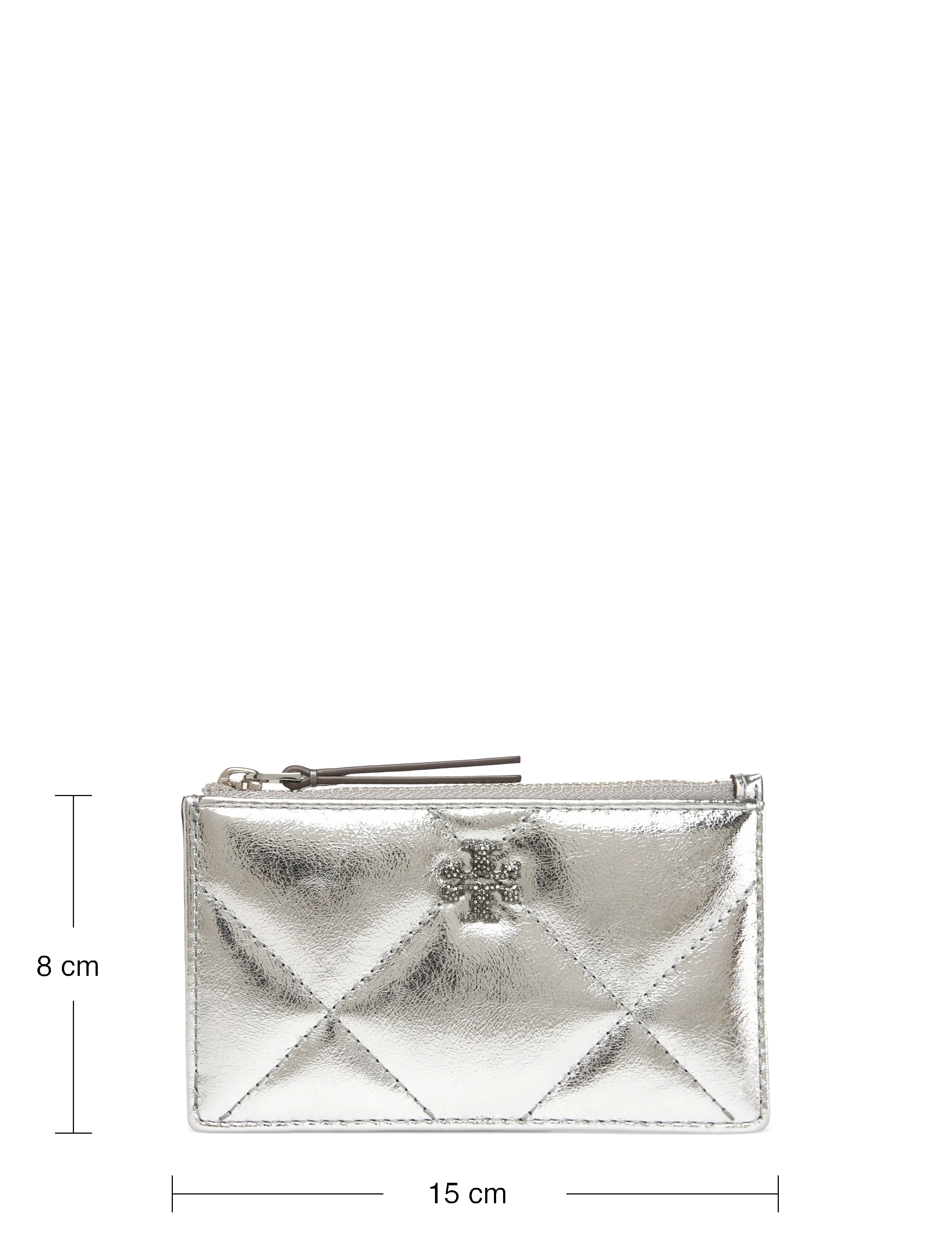 Tory Burch - Kira Diamond Quilt Metallic Zip Card Case - punge - silver - 3