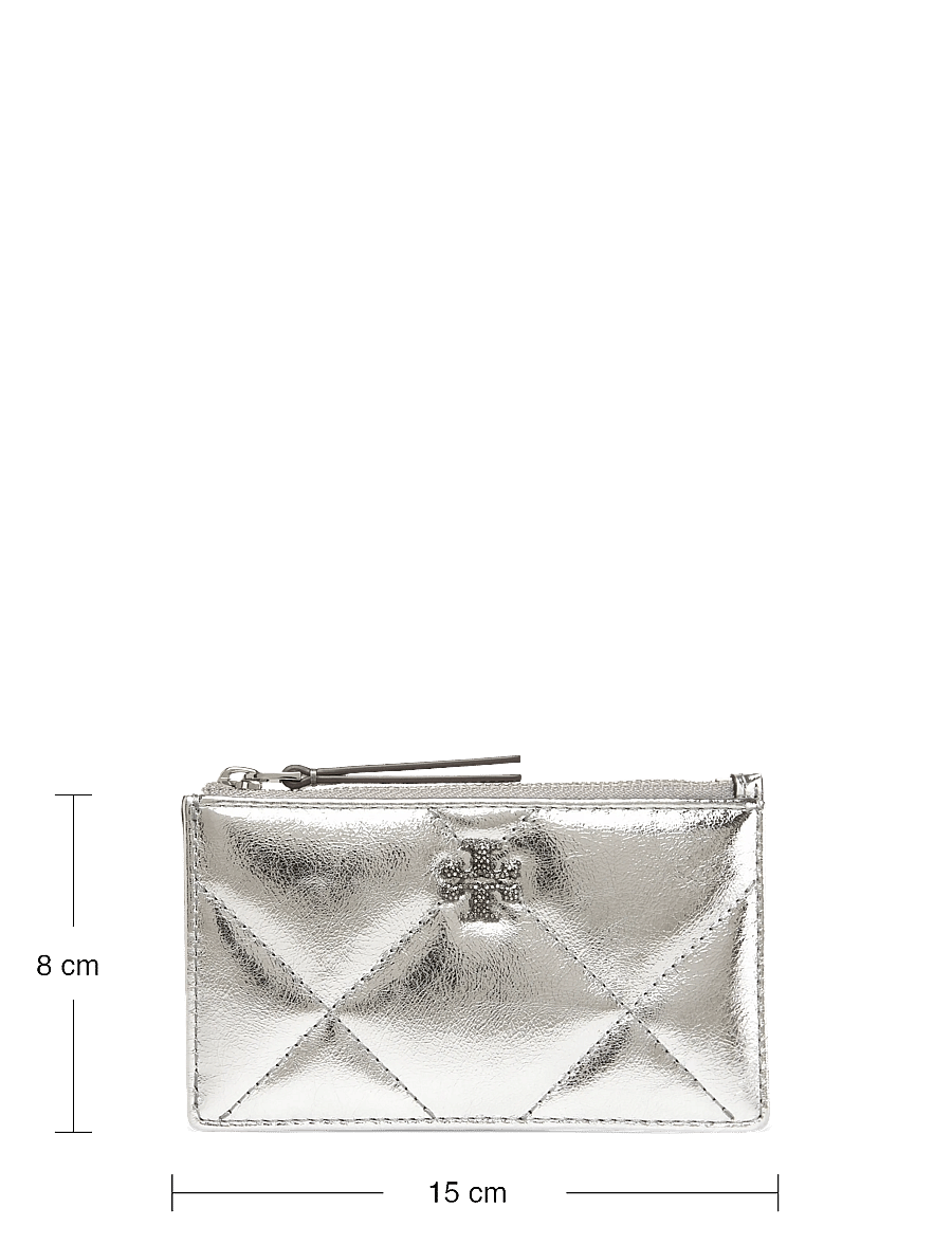 Tory Burch - Kira Diamond Quilt Metallic Zip Card Case - purses - silver - 3