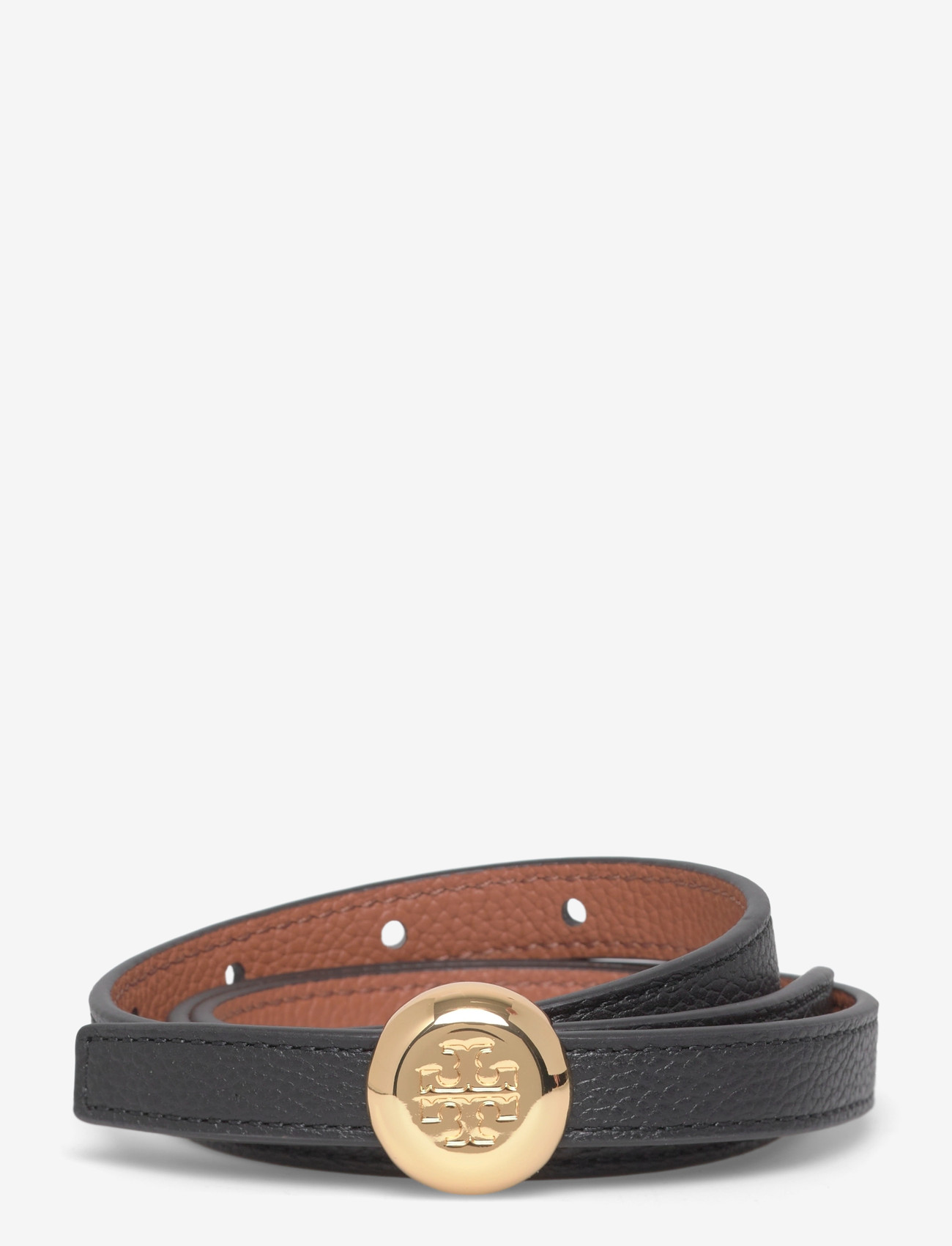Tory Burch - Romy Reversible Belt - nahkrihmad - black / aged tan / gold - 0