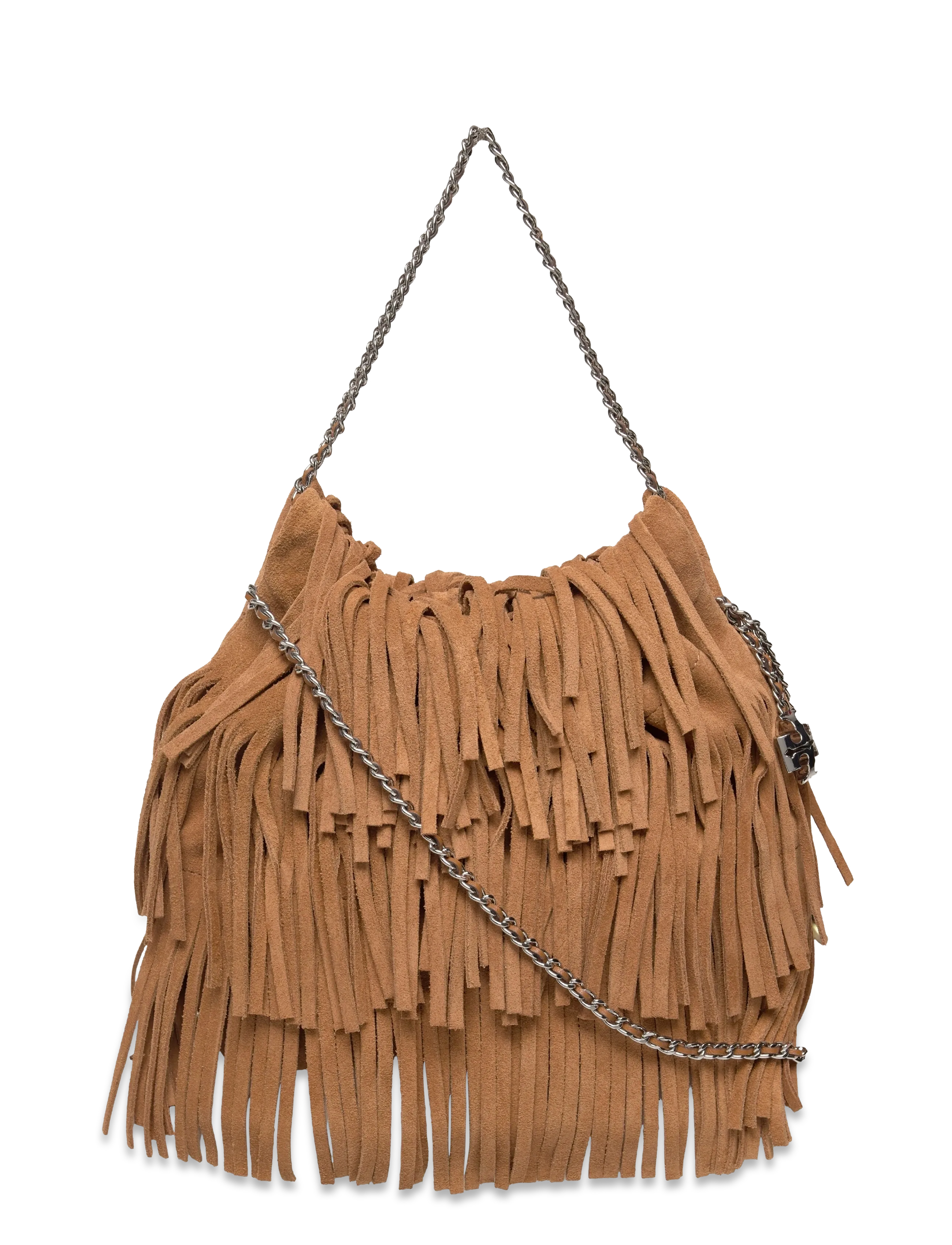 Tory Burch Fleming Suede Fringe Mini Hobo - Tory Burch - WILD TABACCO / brown