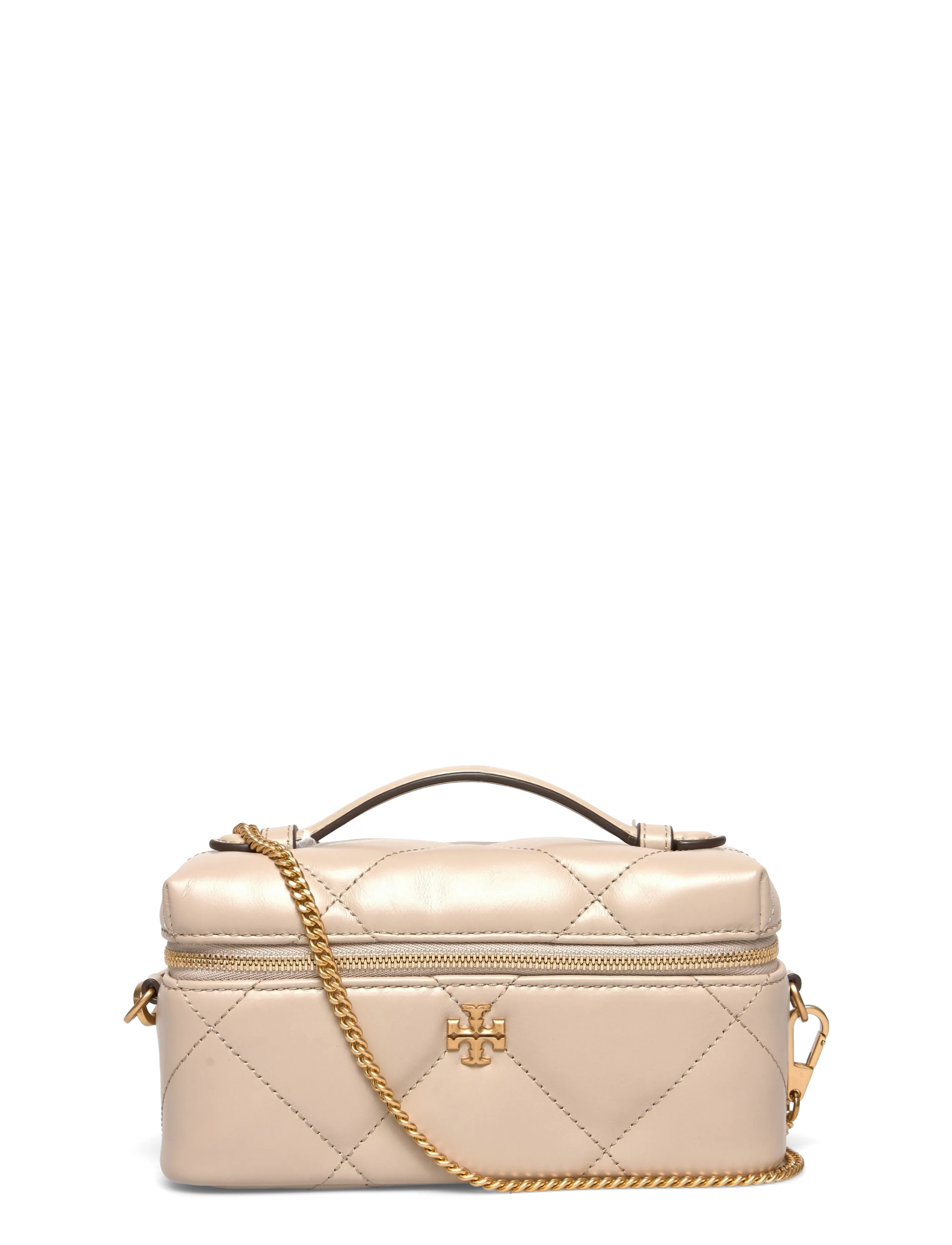 Kira Diamond Quilt East-West Vanity Case - LIGHT STONE