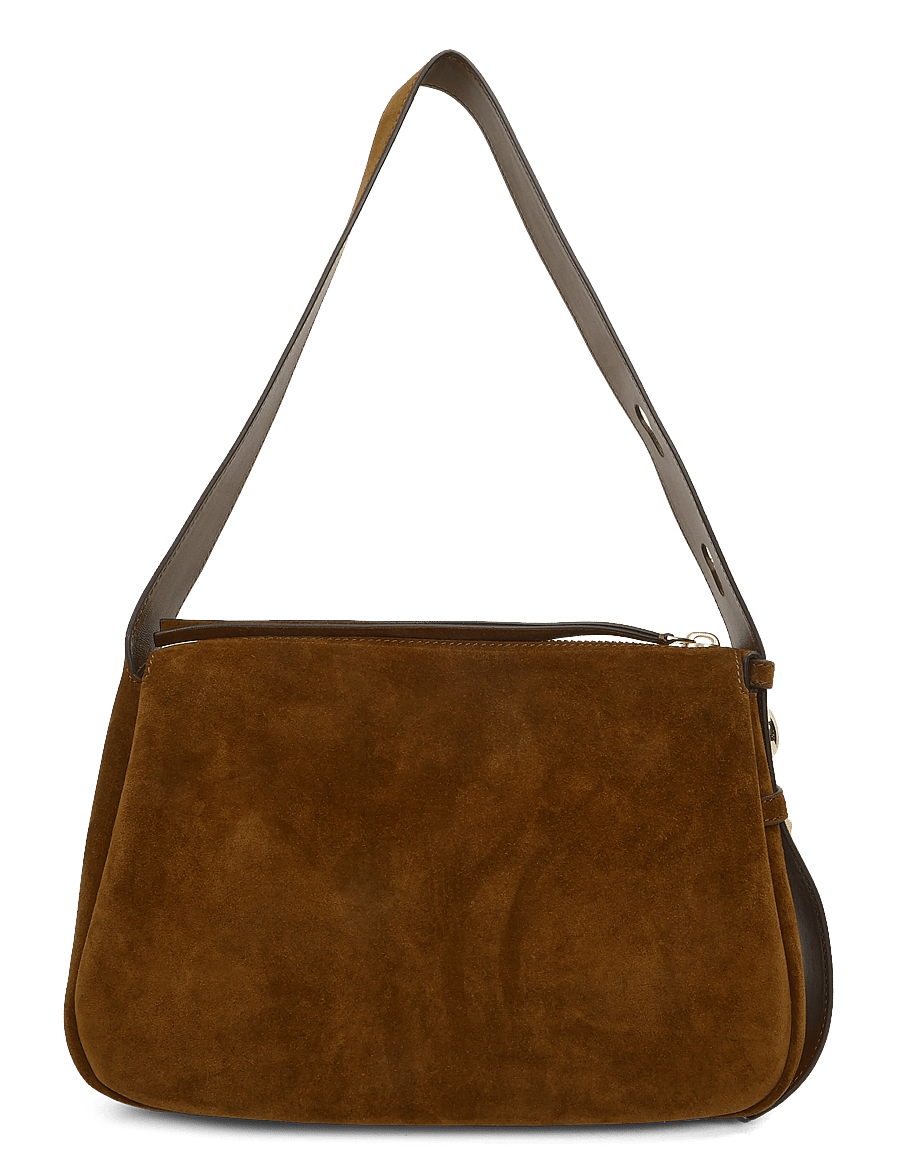 Tory Burch - Romy Suede Shoulder Bag - Õlakotid - caramel - 0