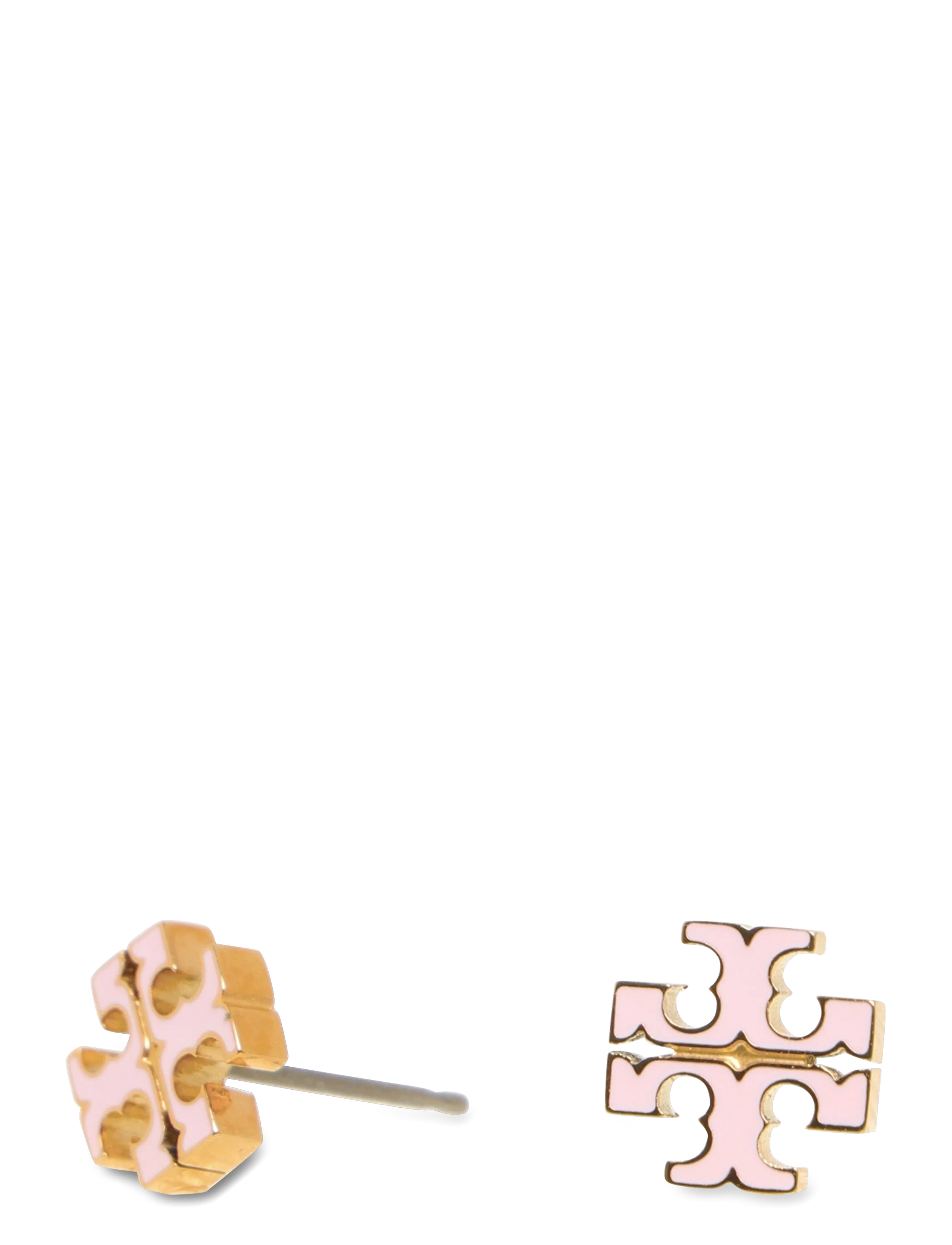 Tory Burch - Small Icon Enamel Stud Earrings - pink snow - 1