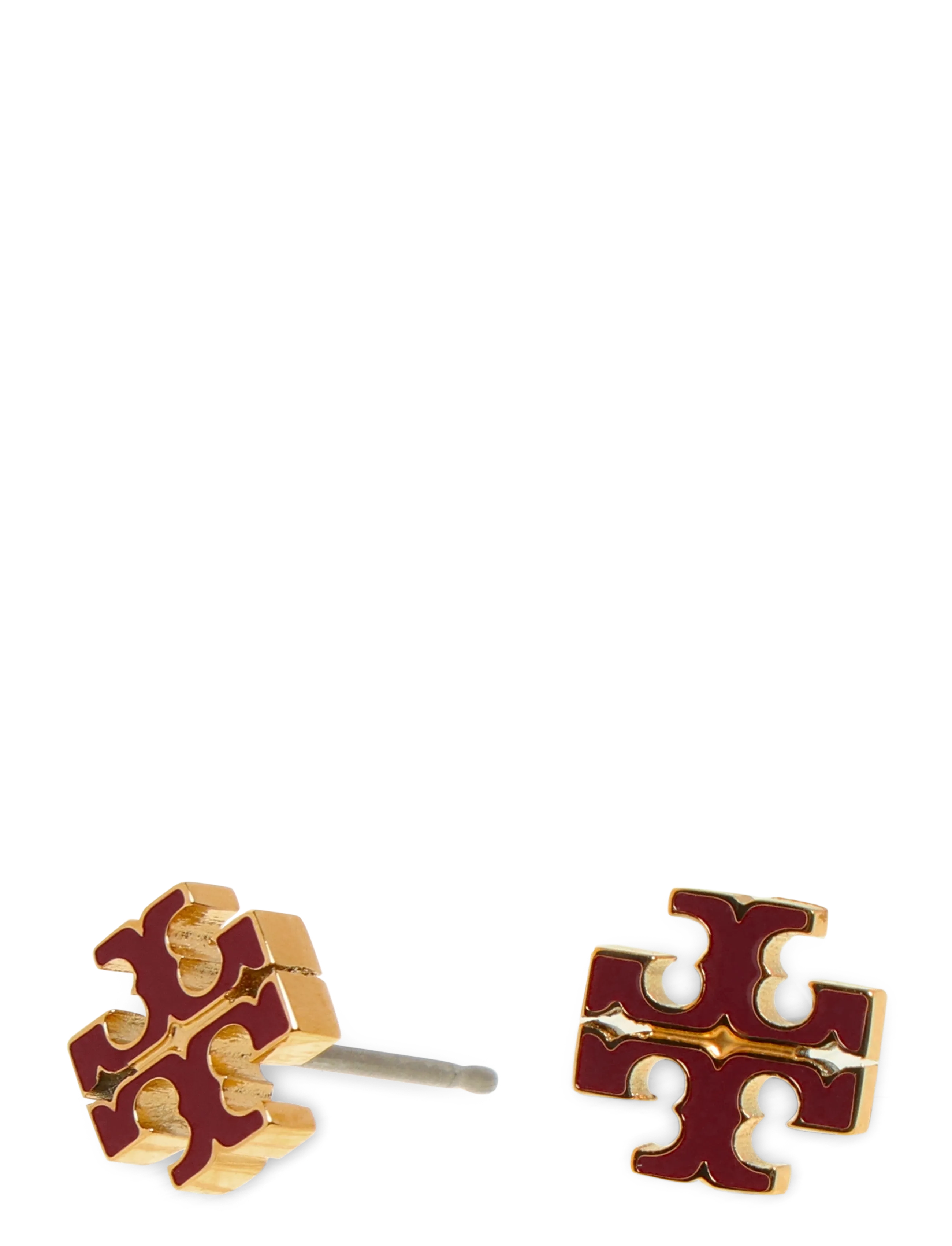 Tory Burch - Small Icon Enamel Stud Earrings - Ørestikker - tory gold / burgundy - 1