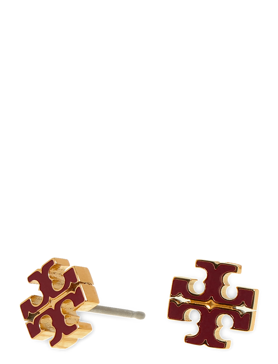 Tory Burch - Small Icon Enamel Stud Earrings - Ørestikker - tory gold / burgundy - 1