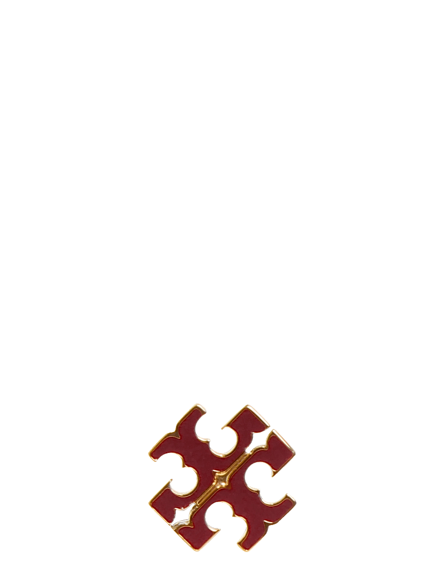 Tory Burch - Small Icon Enamel Stud Earrings - Ørestikker - tory gold / burgundy - 2