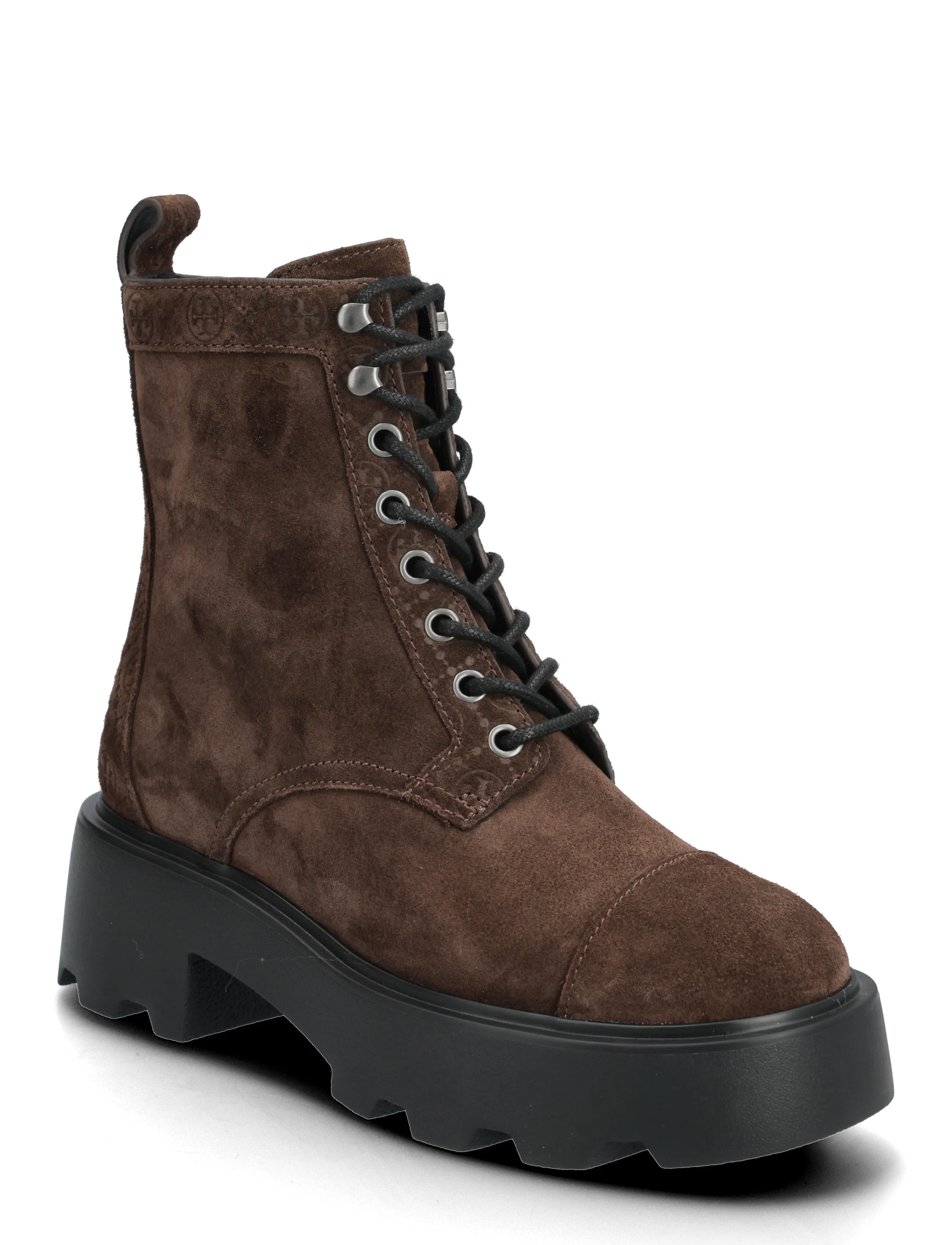 Tory Burch T Monogram Lug Ankle Boot 65Mm, Kvinder, Snørestøvle Med Chunky Sål, Brun, Str: 39.5
