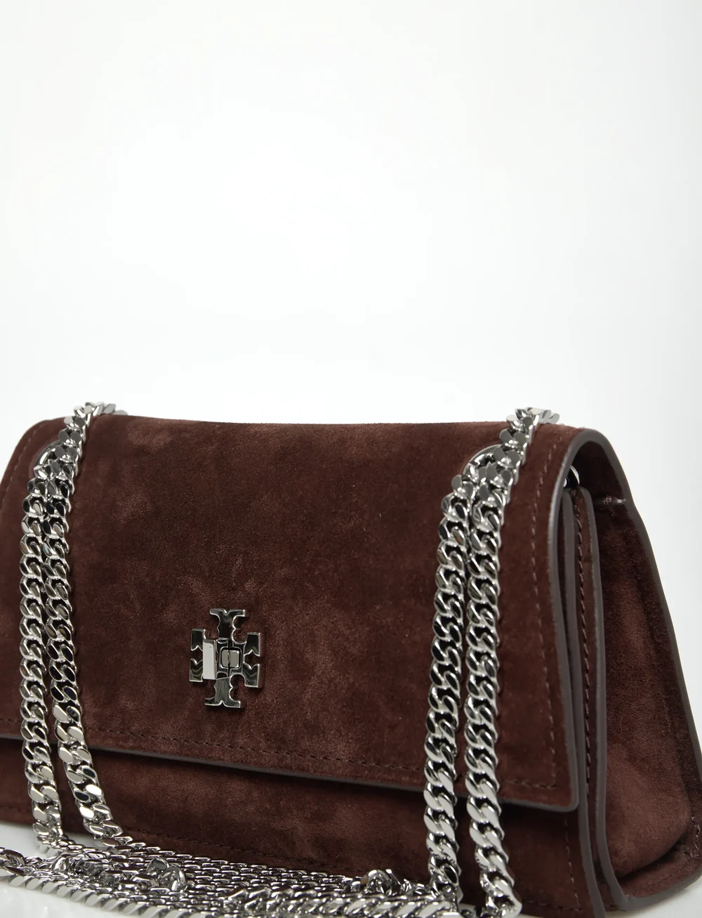 Tory Burch - Kira Turnlock Suede Mini Bag - crossbody bags - dark cocoa - 5