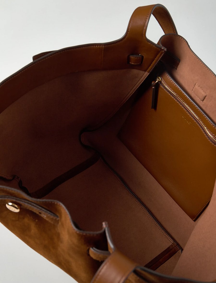 Tory Burch - Romy Suede Tote - shoppere - caramel - 4