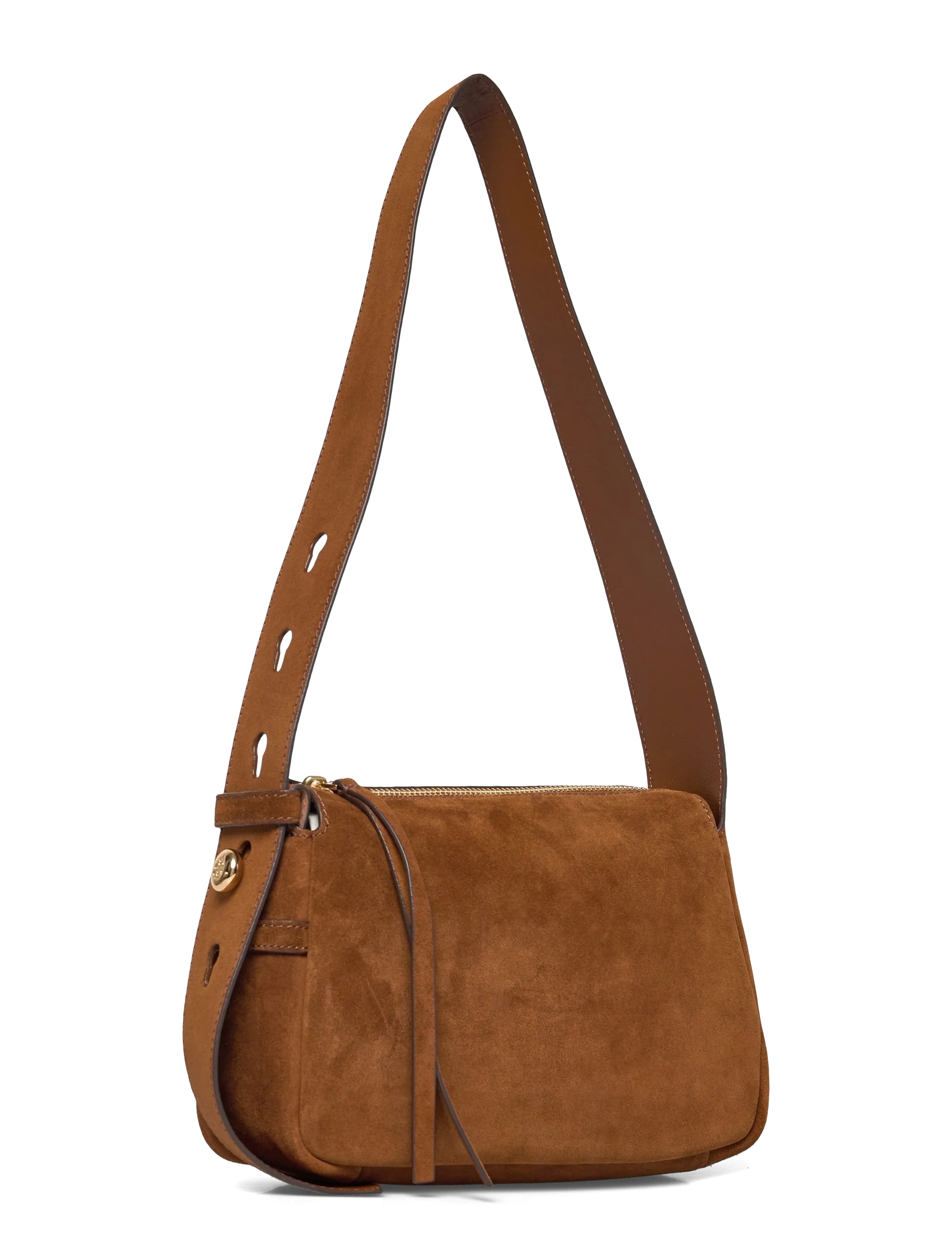 Tory Burch - Romy Suede Small Shoulder Bag - modetrender - caramel - 2