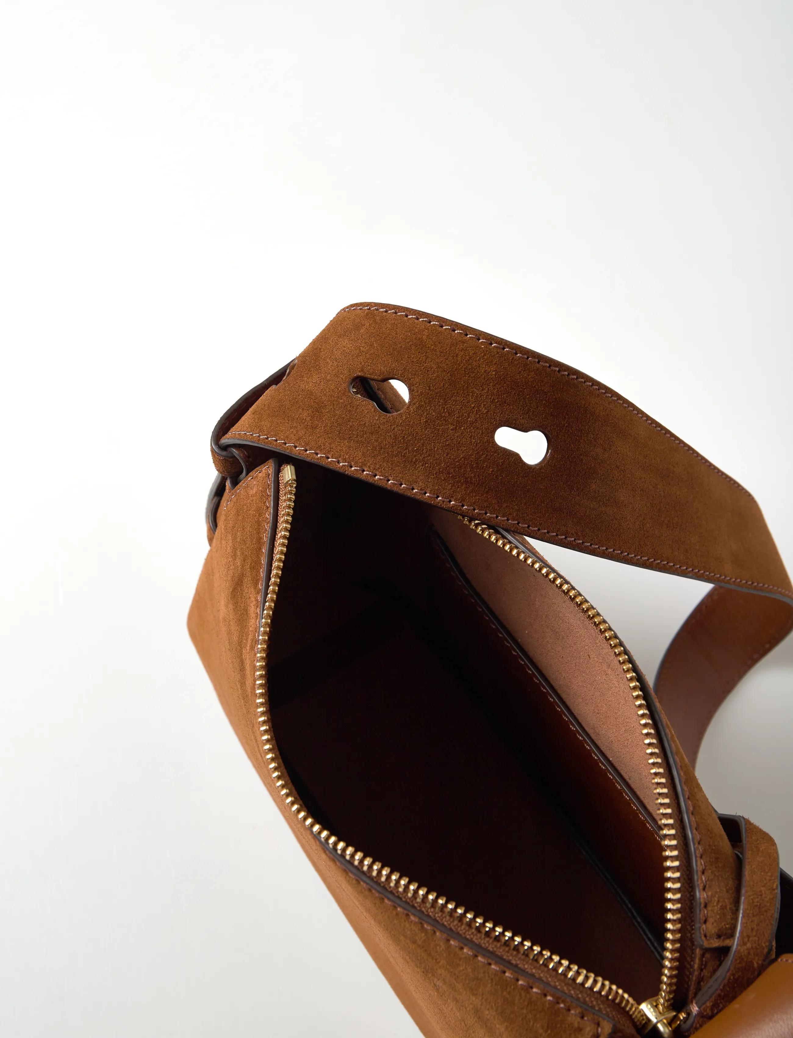 Tory Burch - Romy Suede Small Shoulder Bag - modetrender - caramel - 4