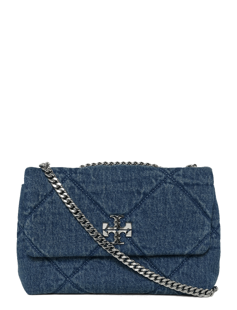 Tory Burch - Kira Diamond Quilt Denim Small Convertible Shoulder Bag - crossbody bags - blue - 0