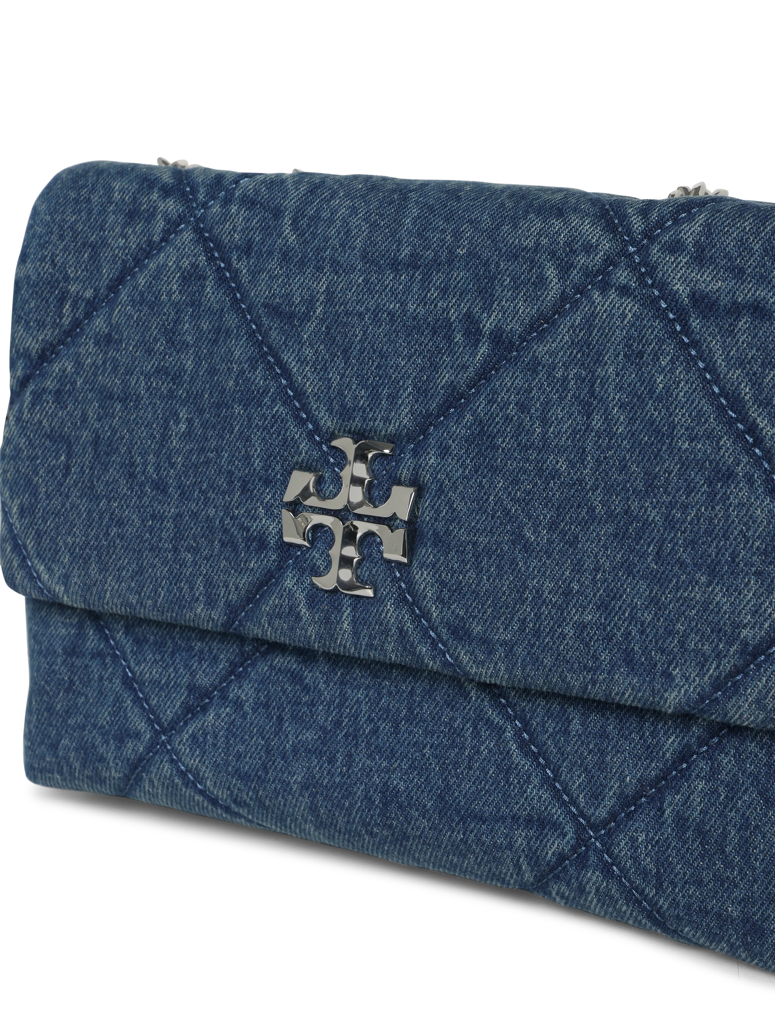 Tory Burch - Kira Diamond Quilt Denim Small Convertible Shoulder Bag - crossbody bags - blue - 2