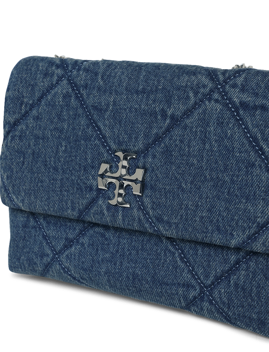 Tory Burch - Kira Diamond Quilt Denim Small Convertible Shoulder Bag - crossbody bags - blue - 2