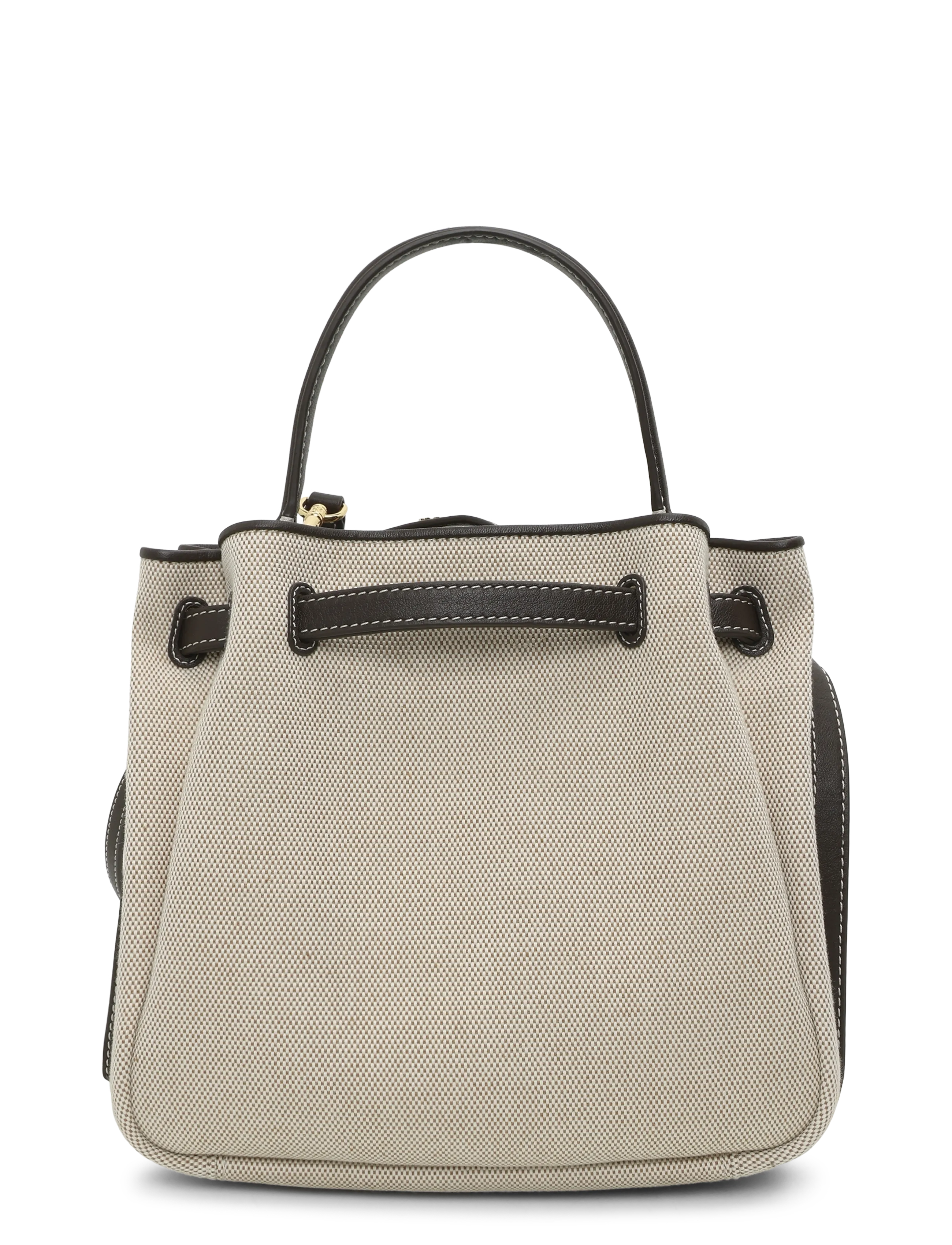 Tory Burch - Romy Canvas Bucket Bag - top handle tasker - dusty almond/ bianco white - 1