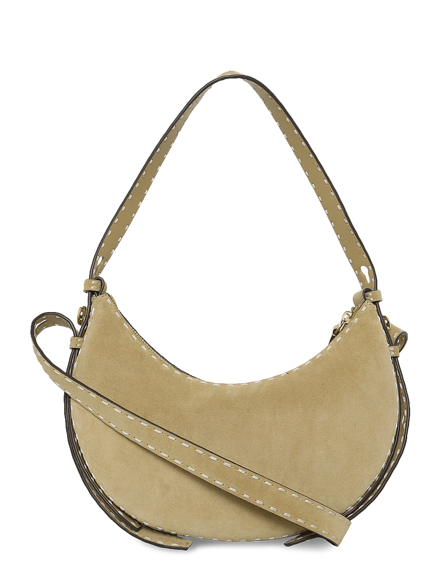 Tory Burch - Romy Suede Pick Stitch Half Moon Bag - butter - 0