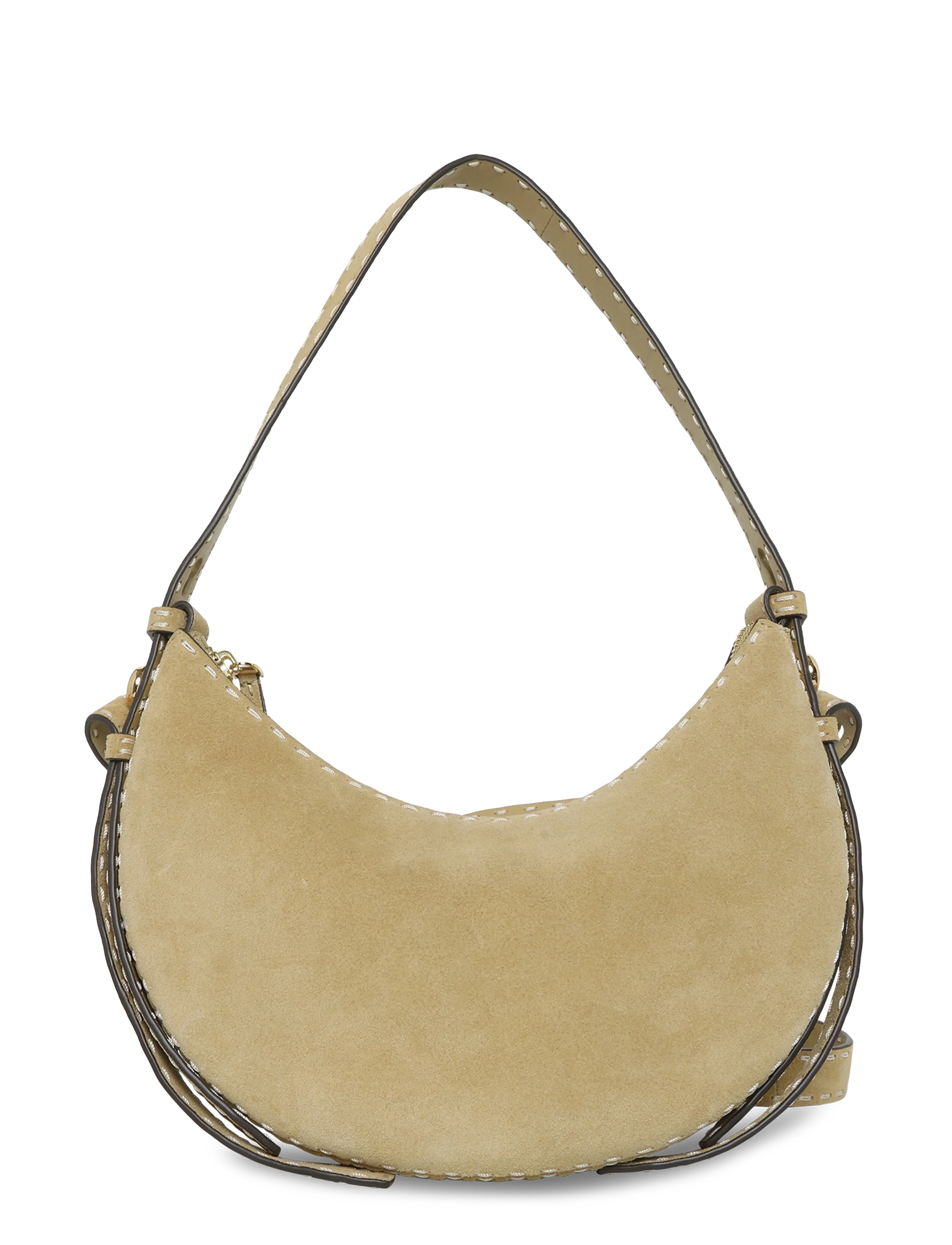 Tory Burch - Romy Suede Pick Stitch Half Moon Bag - butter - 1
