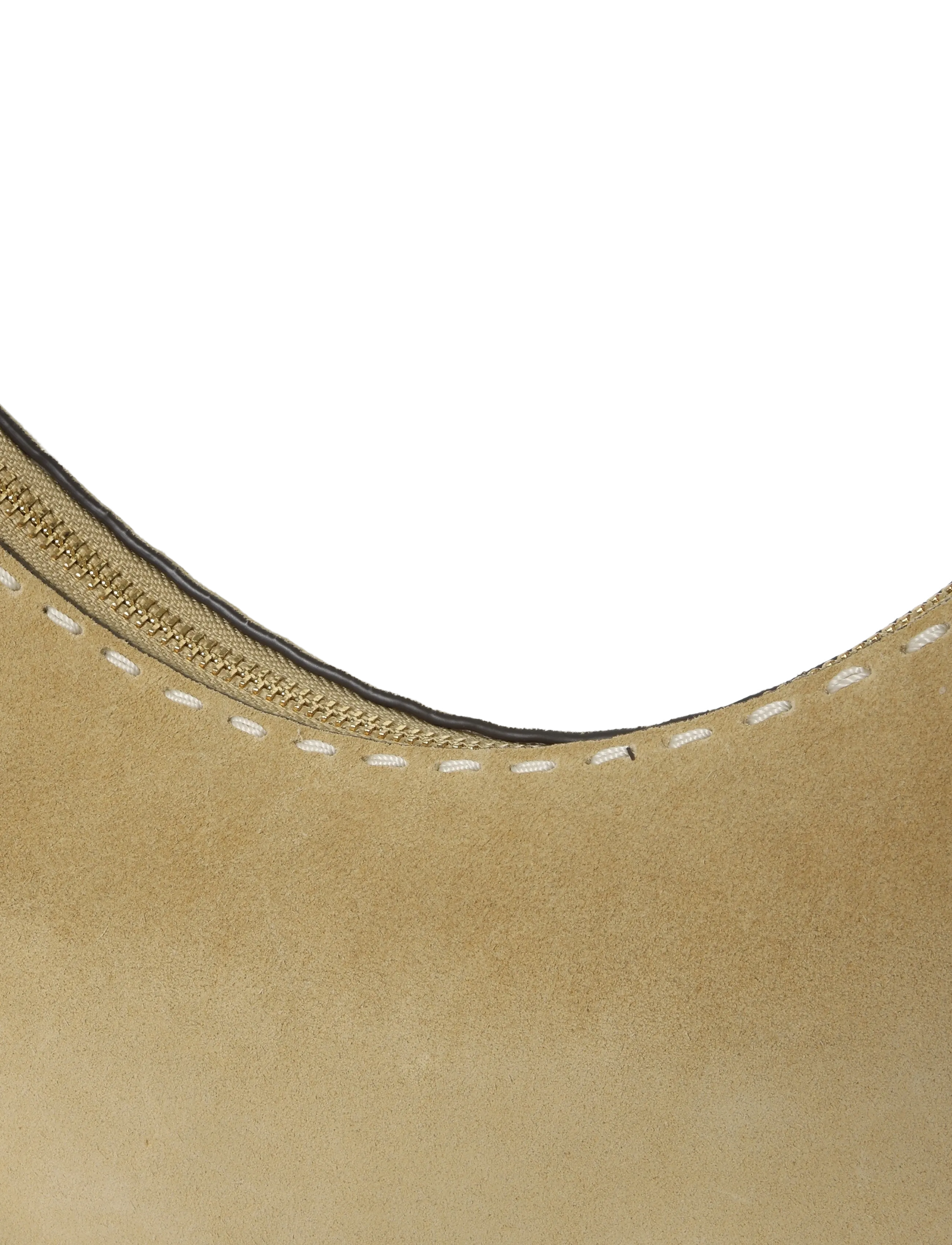 Tory Burch - Romy Suede Pick Stitch Half Moon Bag - butter - 2