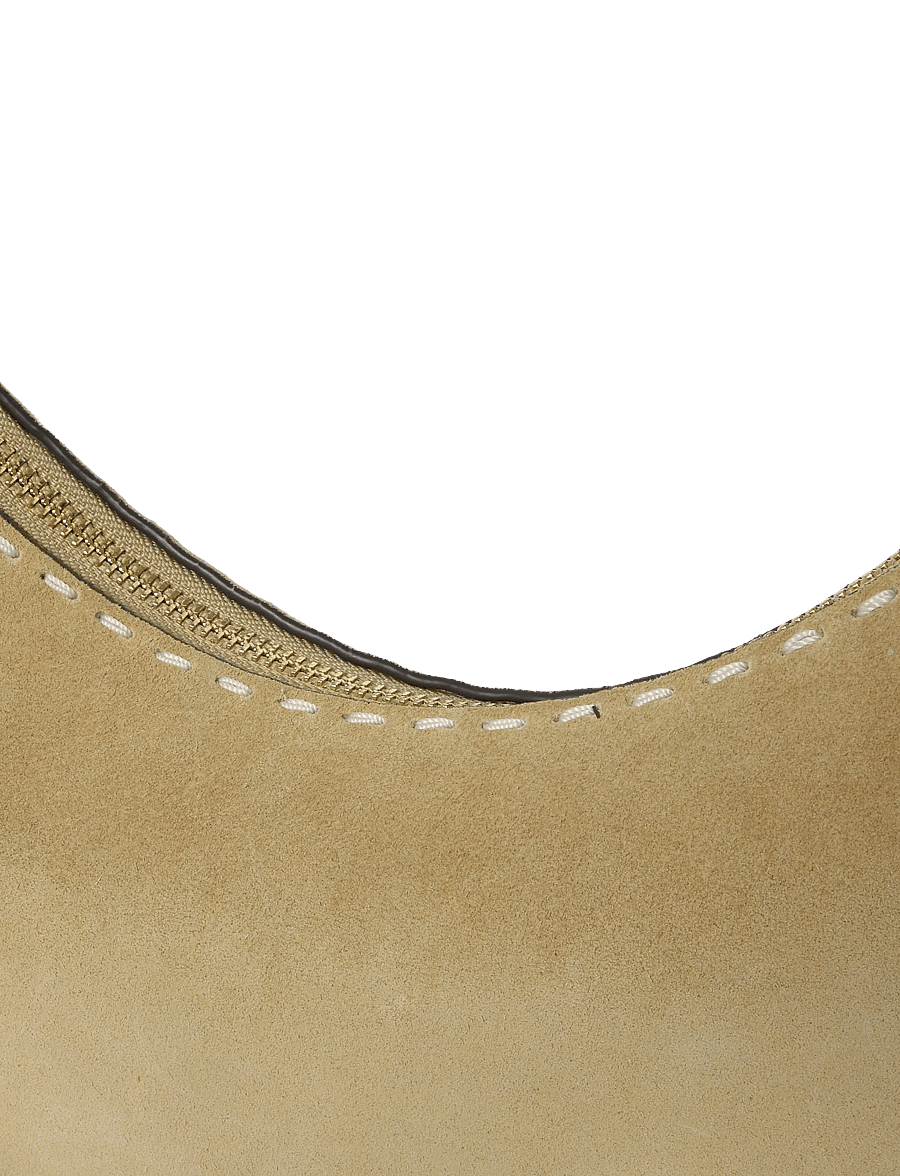 Tory Burch - Romy Suede Pick Stitch Half Moon Bag - butter - 2