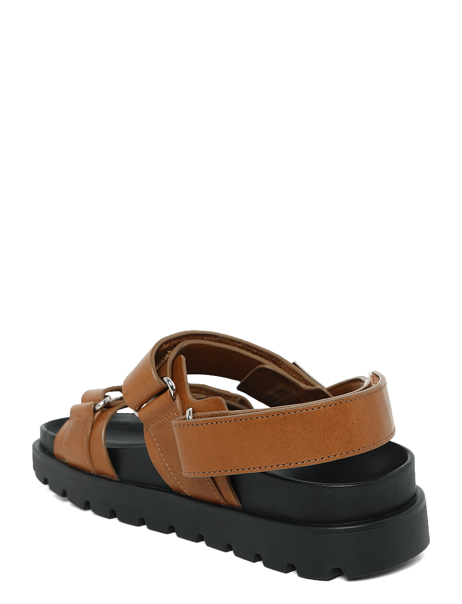 Tory Burch - MELLOW SPORT SANDAL - flat sandals - cuoio / perfect black / silver - 1
