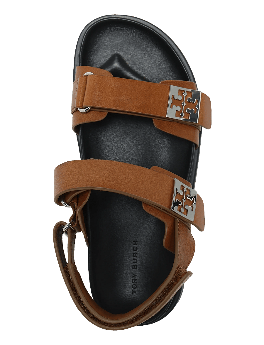 Tory Burch - MELLOW SPORT SANDAL - flat sandals - cuoio / perfect black / silver - 3