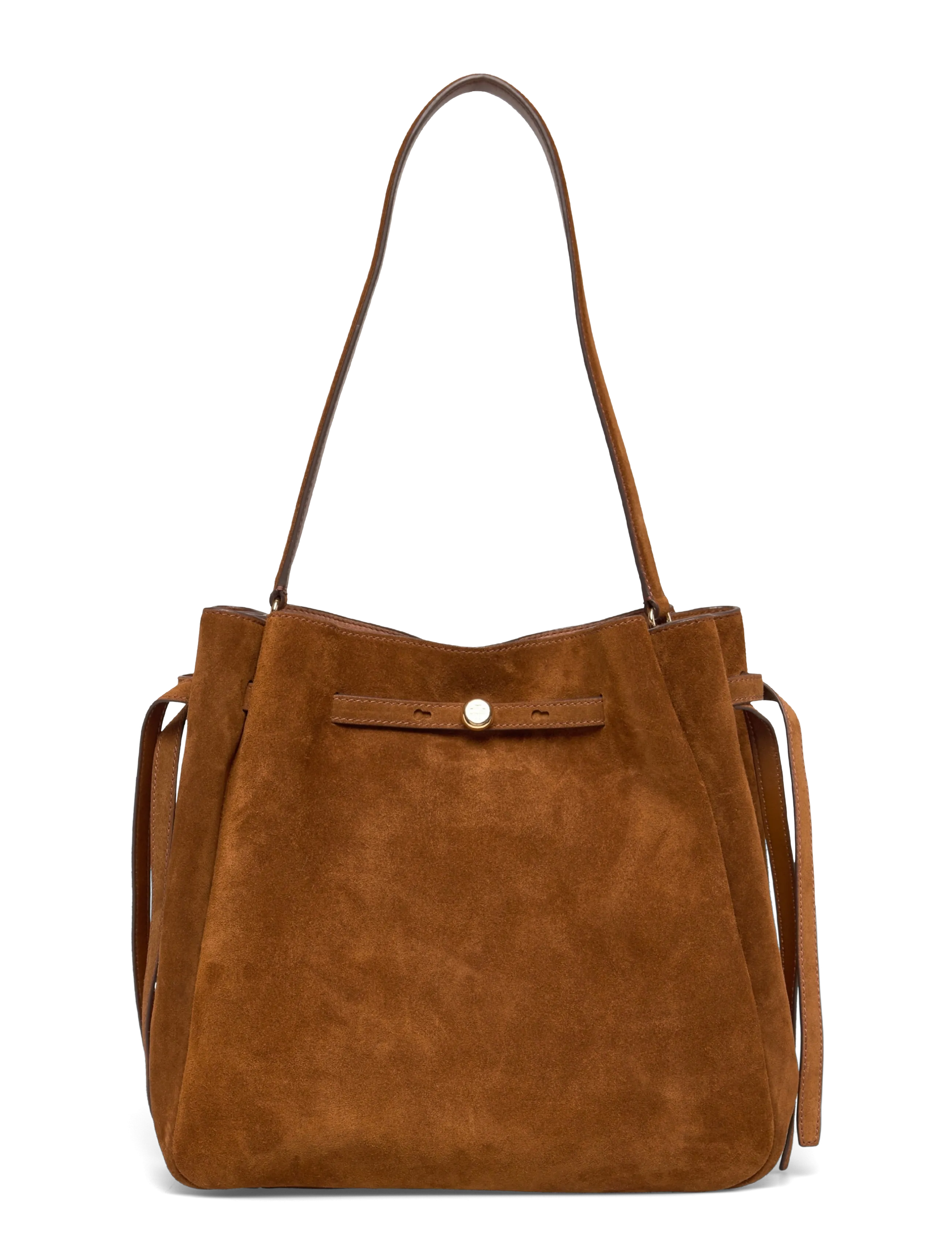 Romy Suede Large Bucket Bag - CARAMEL