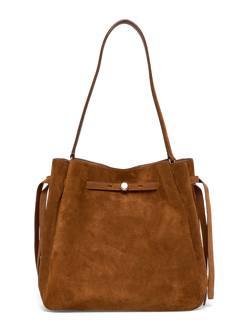 Tory Burch - Romy Suede Large Bucket Bag - rokassomiņas - caramel - 0