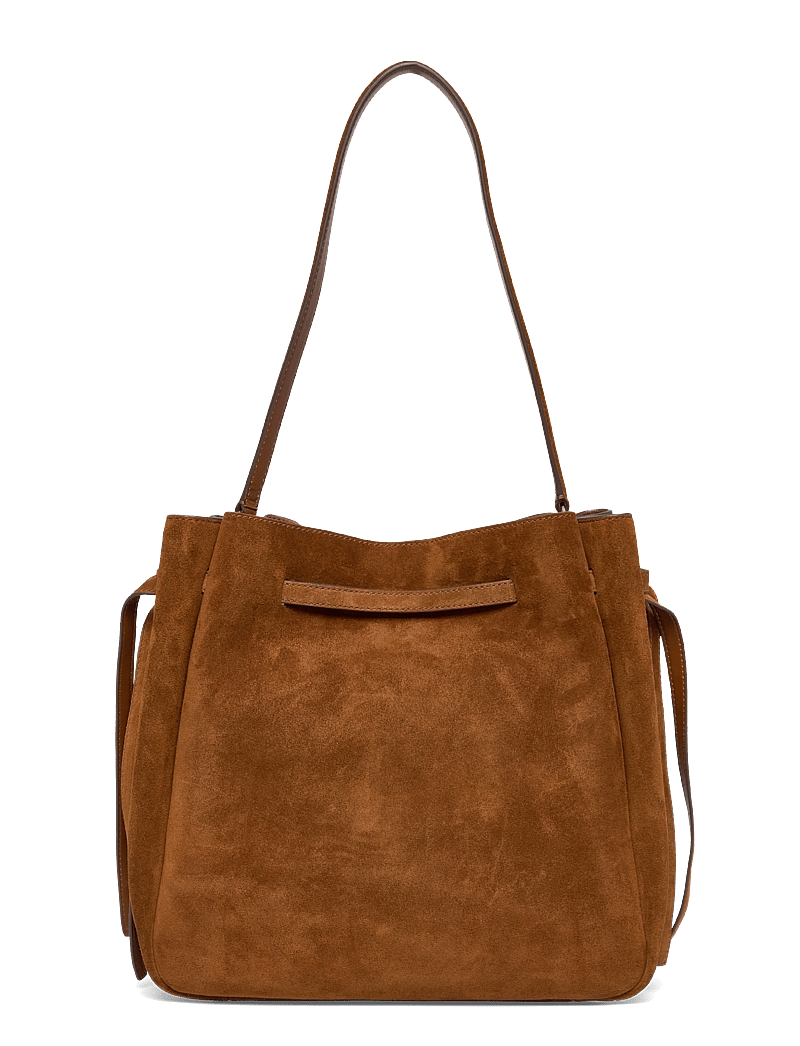 Tory Burch - Romy Suede Large Bucket Bag - rokassomiņas - caramel - 1