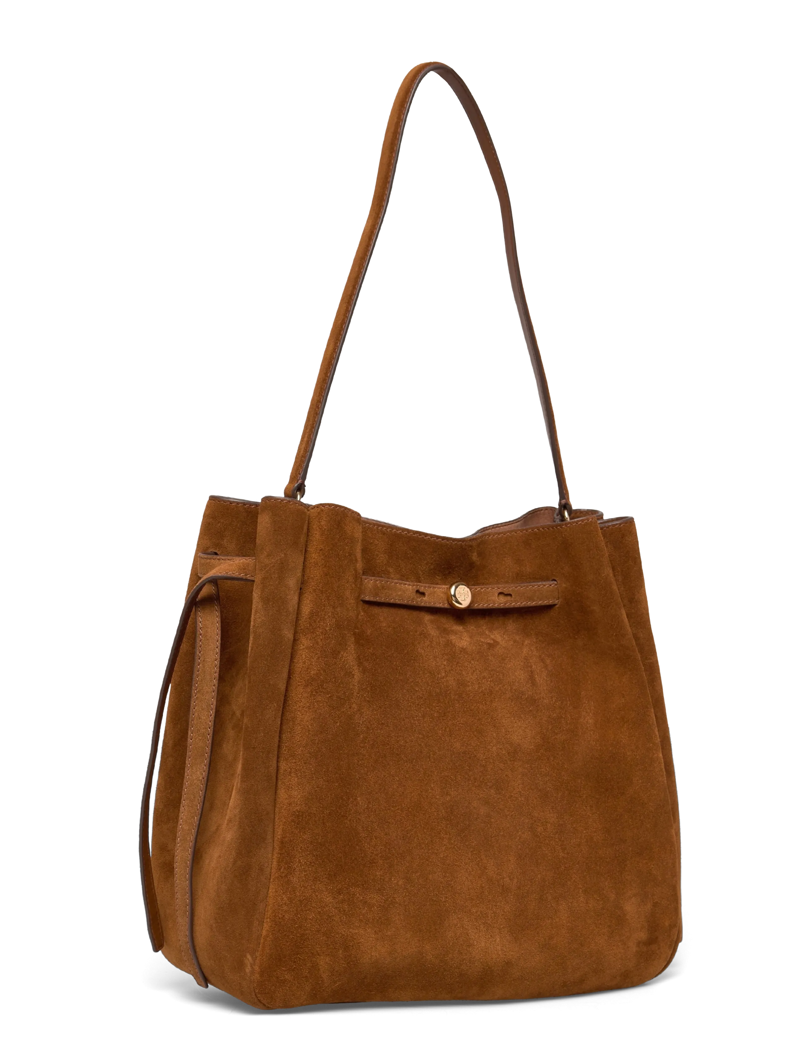 Tory Burch - Romy Suede Large Bucket Bag - top handle tasker - caramel - 2