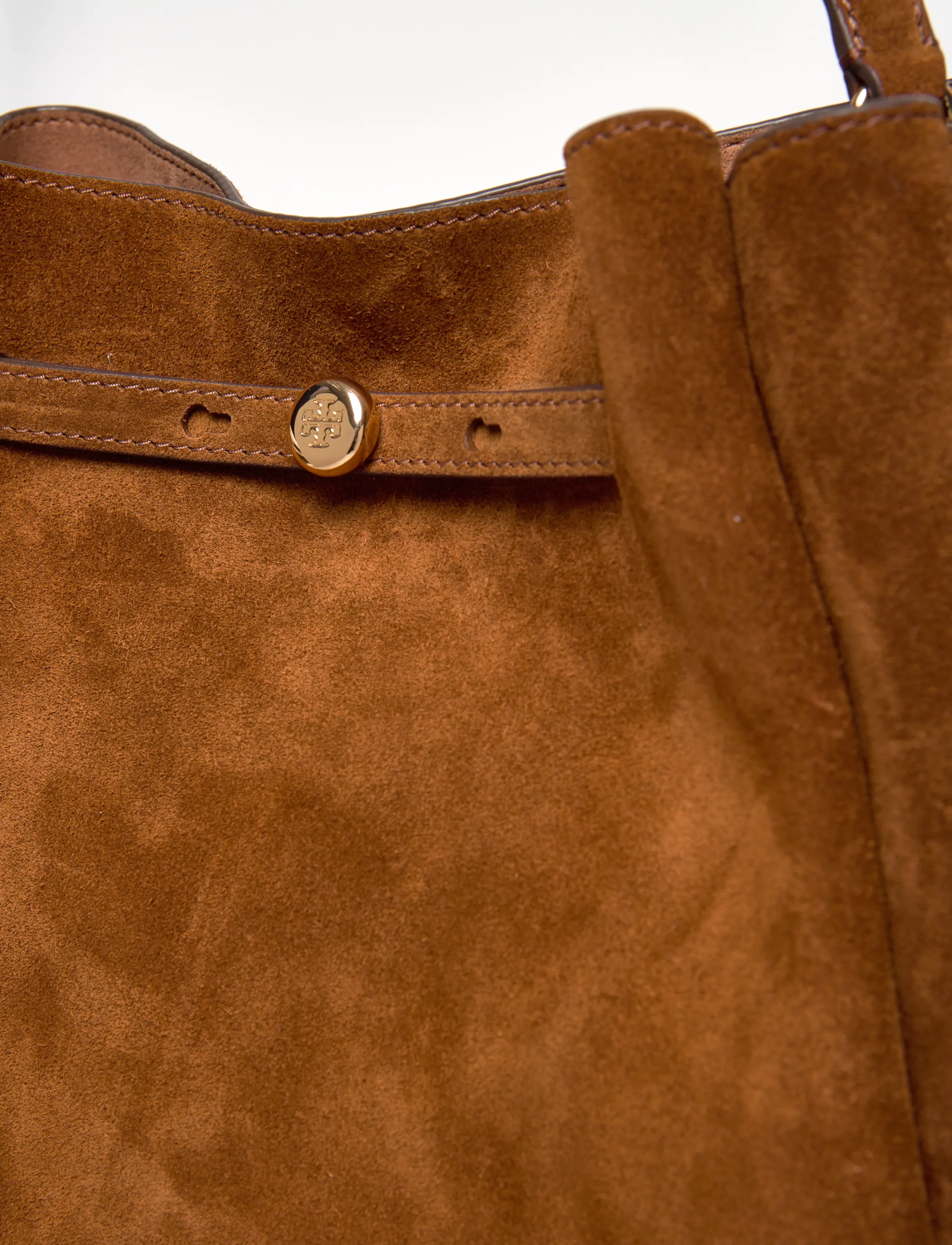 Tory Burch - Romy Suede Large Bucket Bag - top handle tasker - caramel - 4