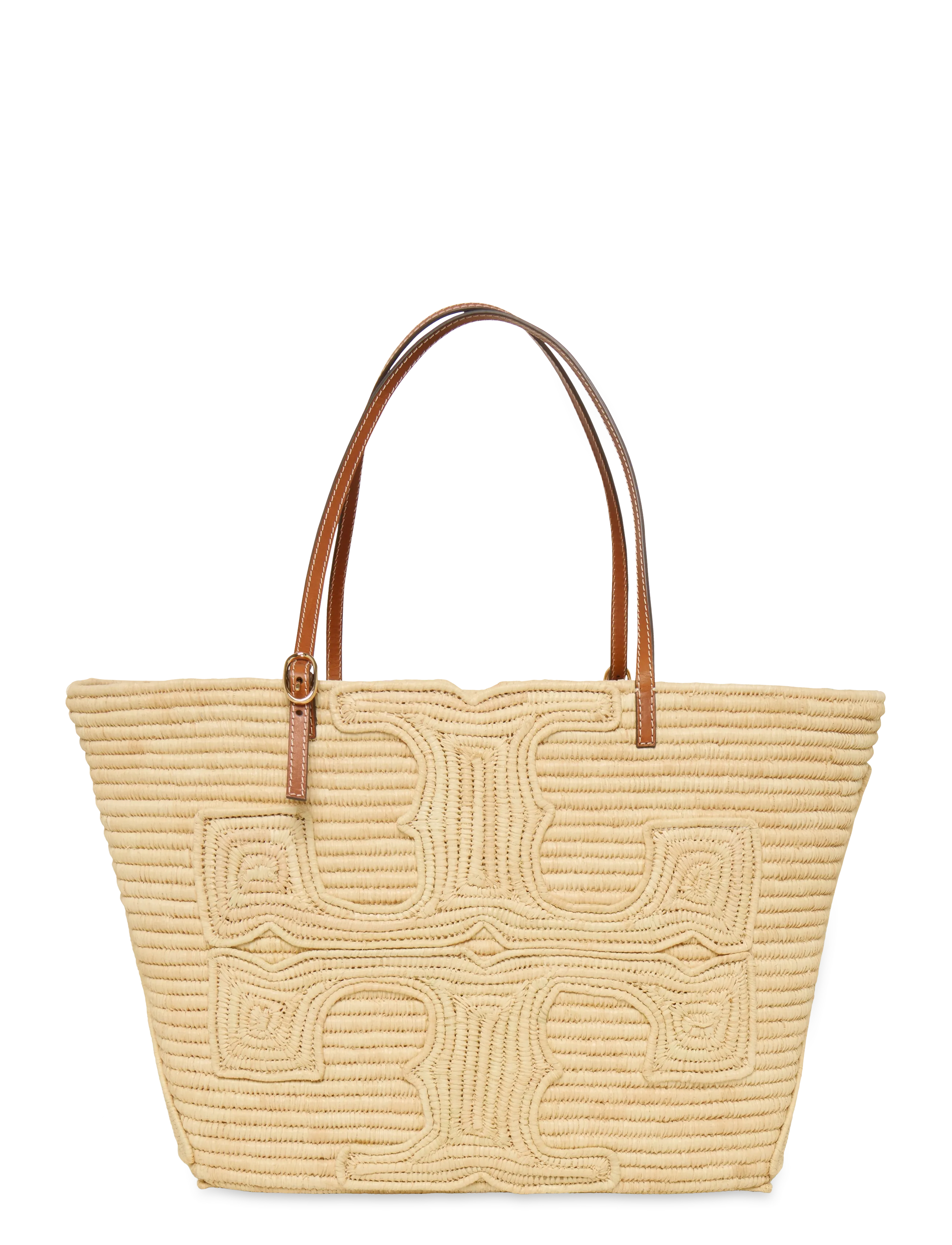 Tory Burch Ella Structured Straw Large Tote - Shoppere - NATURAL / beige