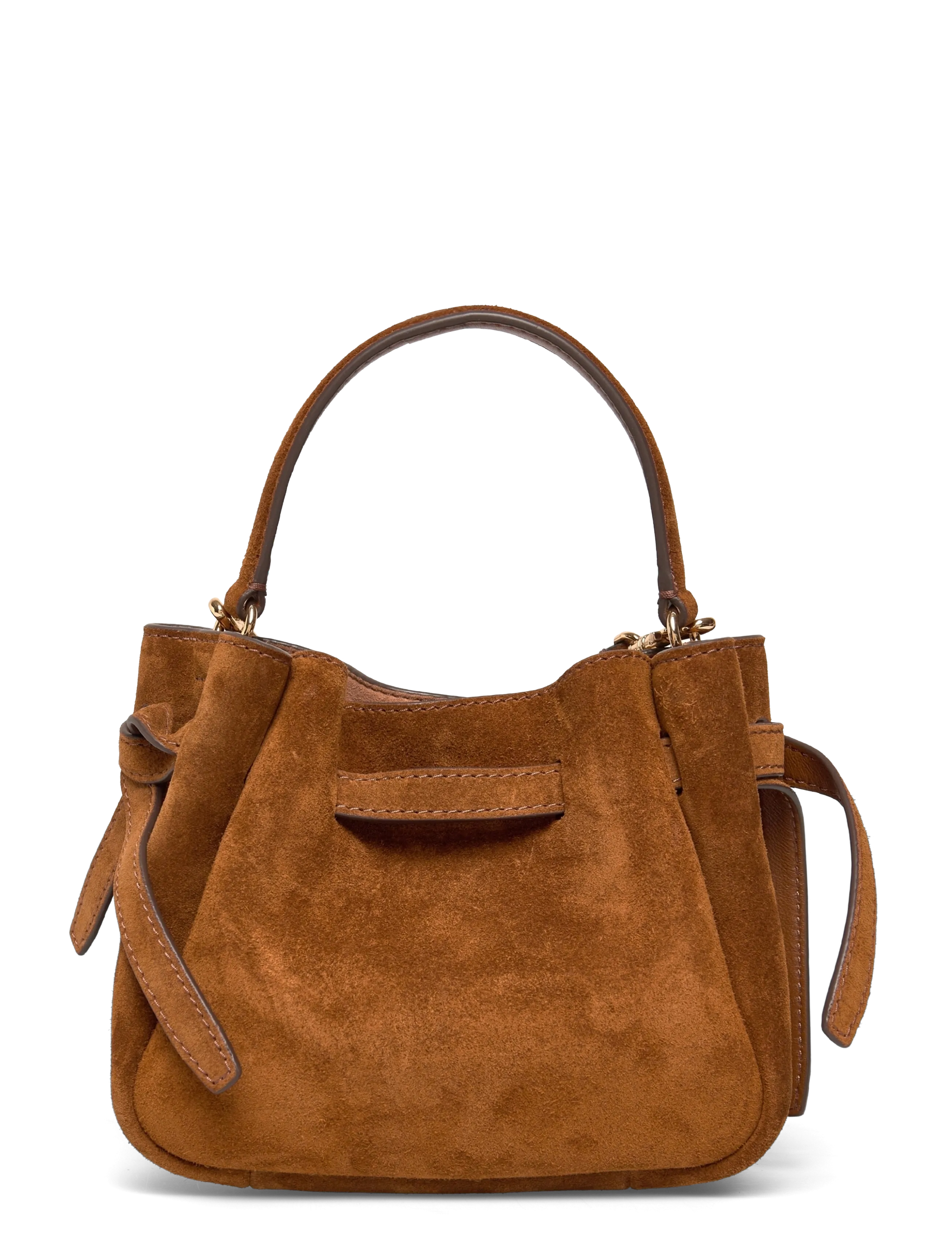 Tory Burch - Romy Suede Mini Bucket Bag - top handle tasker - caramel - 1