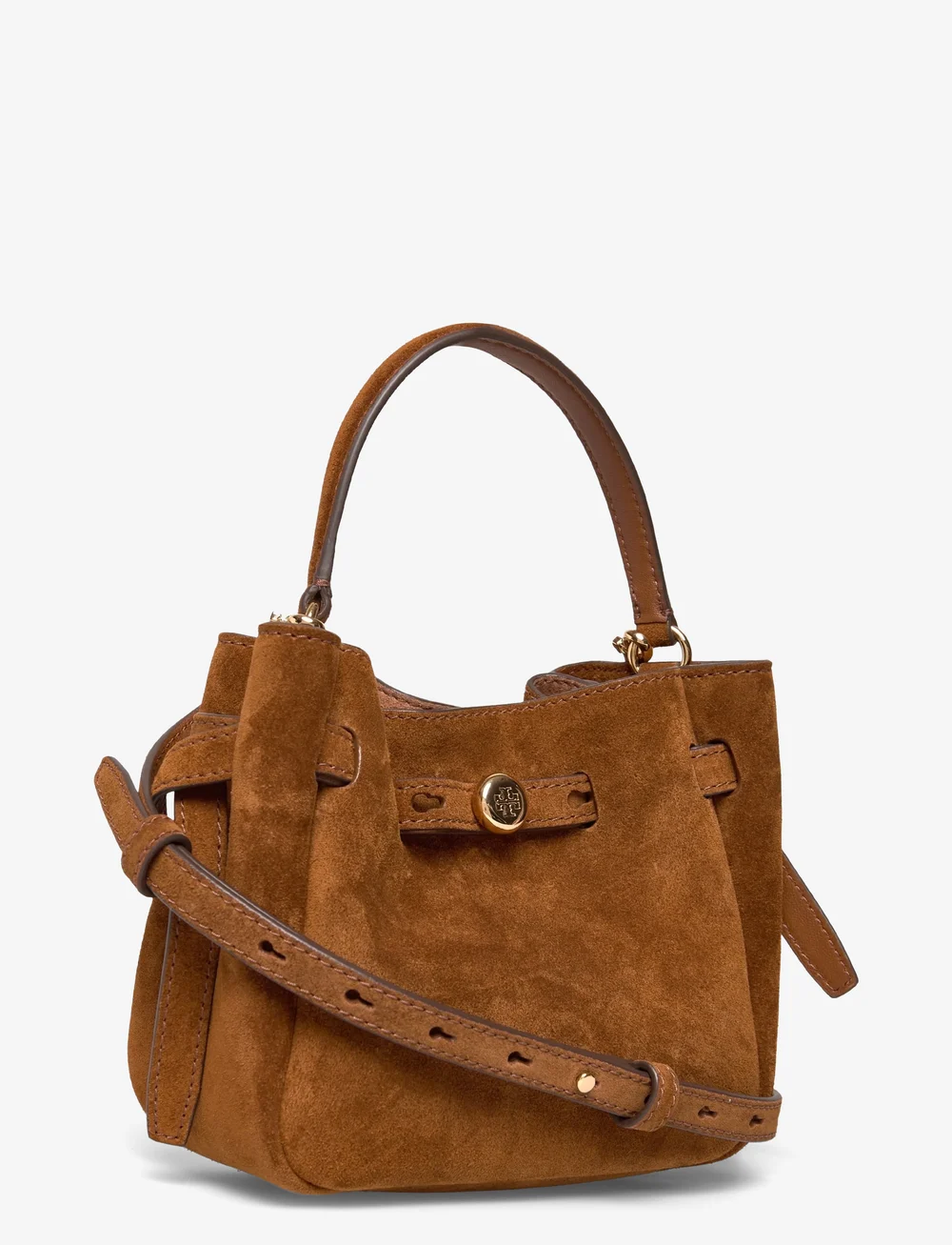 Tory Burch - Romy Suede Mini Bucket Bag - bucket bags - caramel - 2